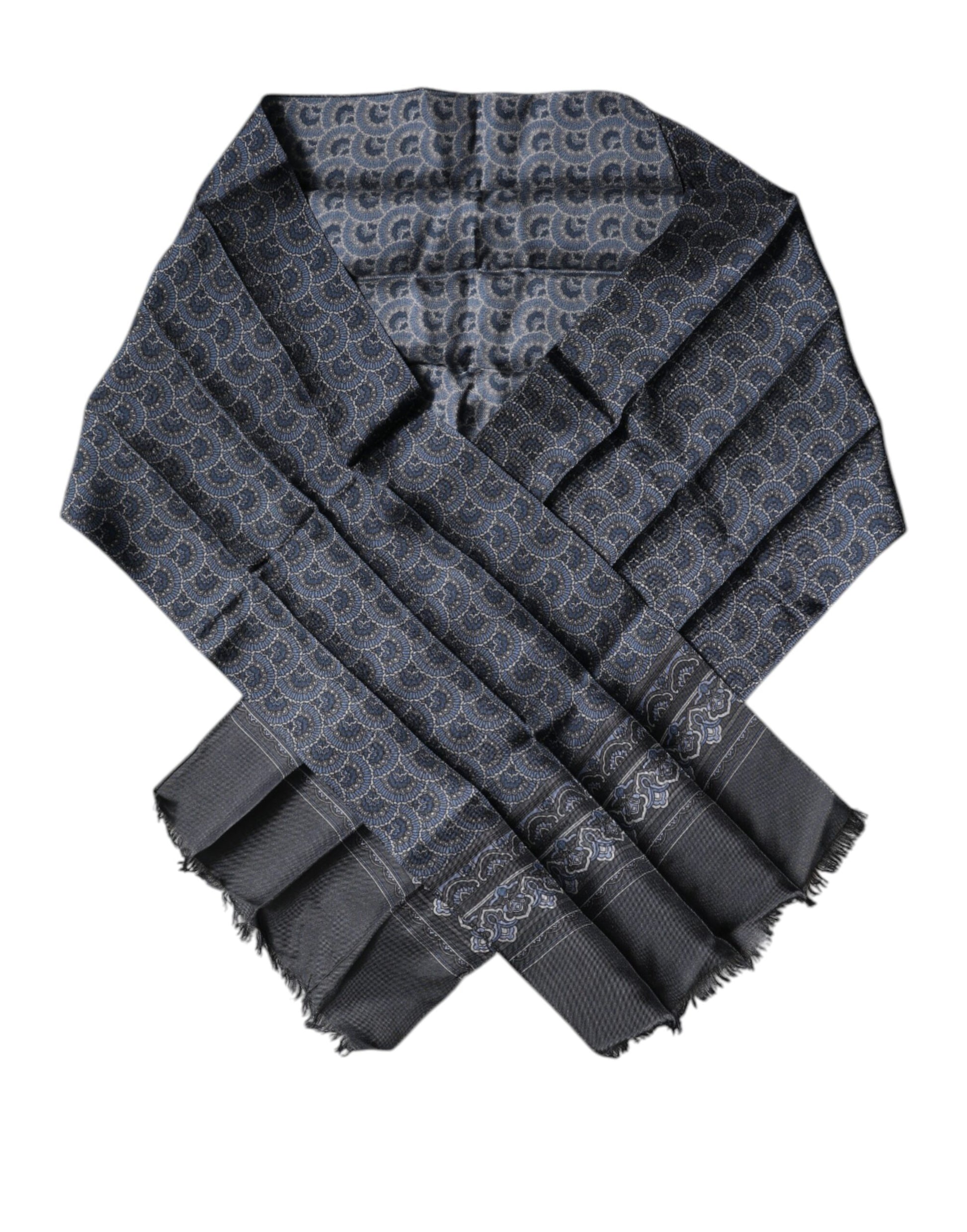 Dolce & Gabbana Dark Blue Fantasy Silk Neck Wrap Shawl Scarf - ACCEXO