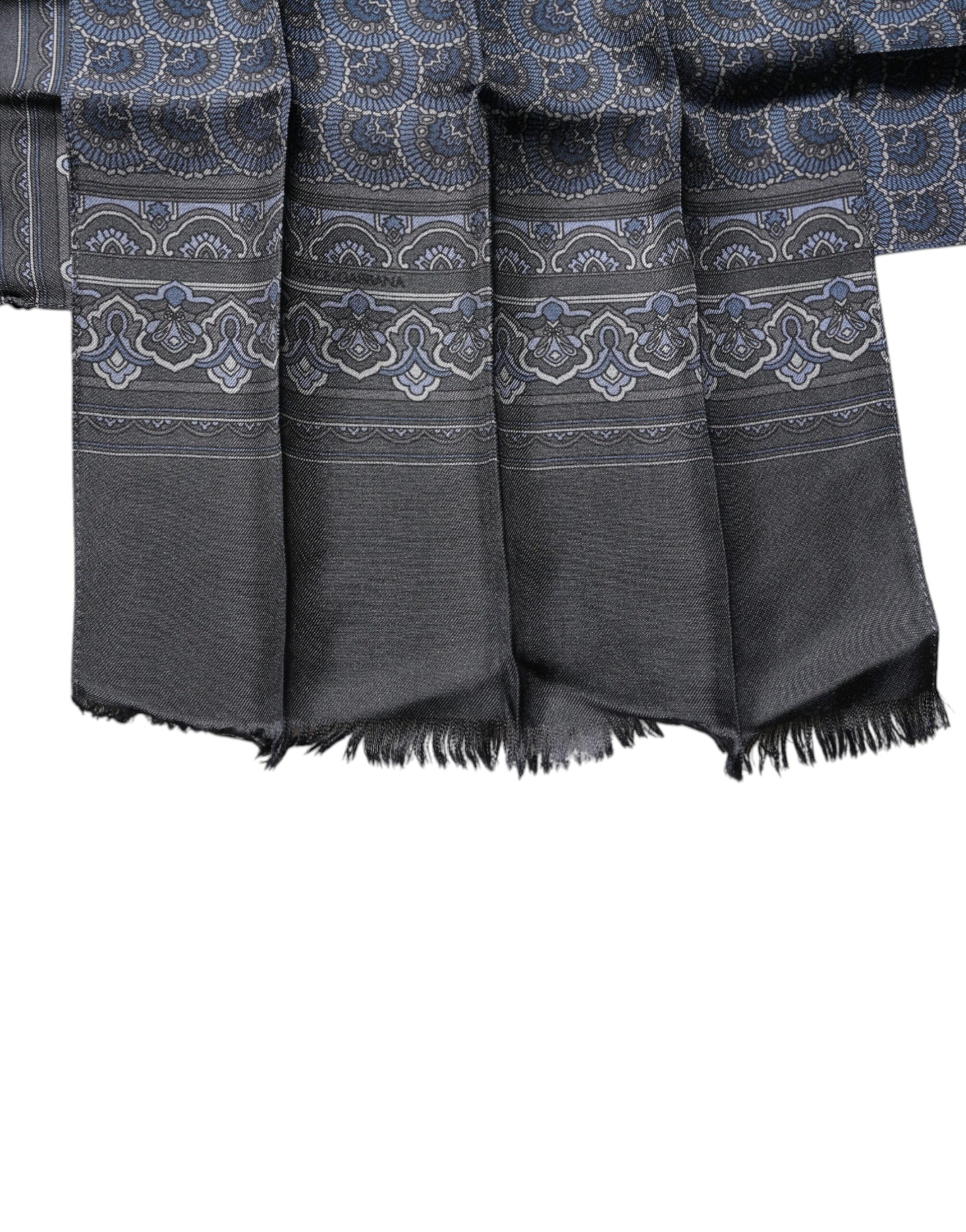 Dolce & Gabbana Dark Blue Fantasy Silk Neck Wrap Shawl Scarf - ACCEXO