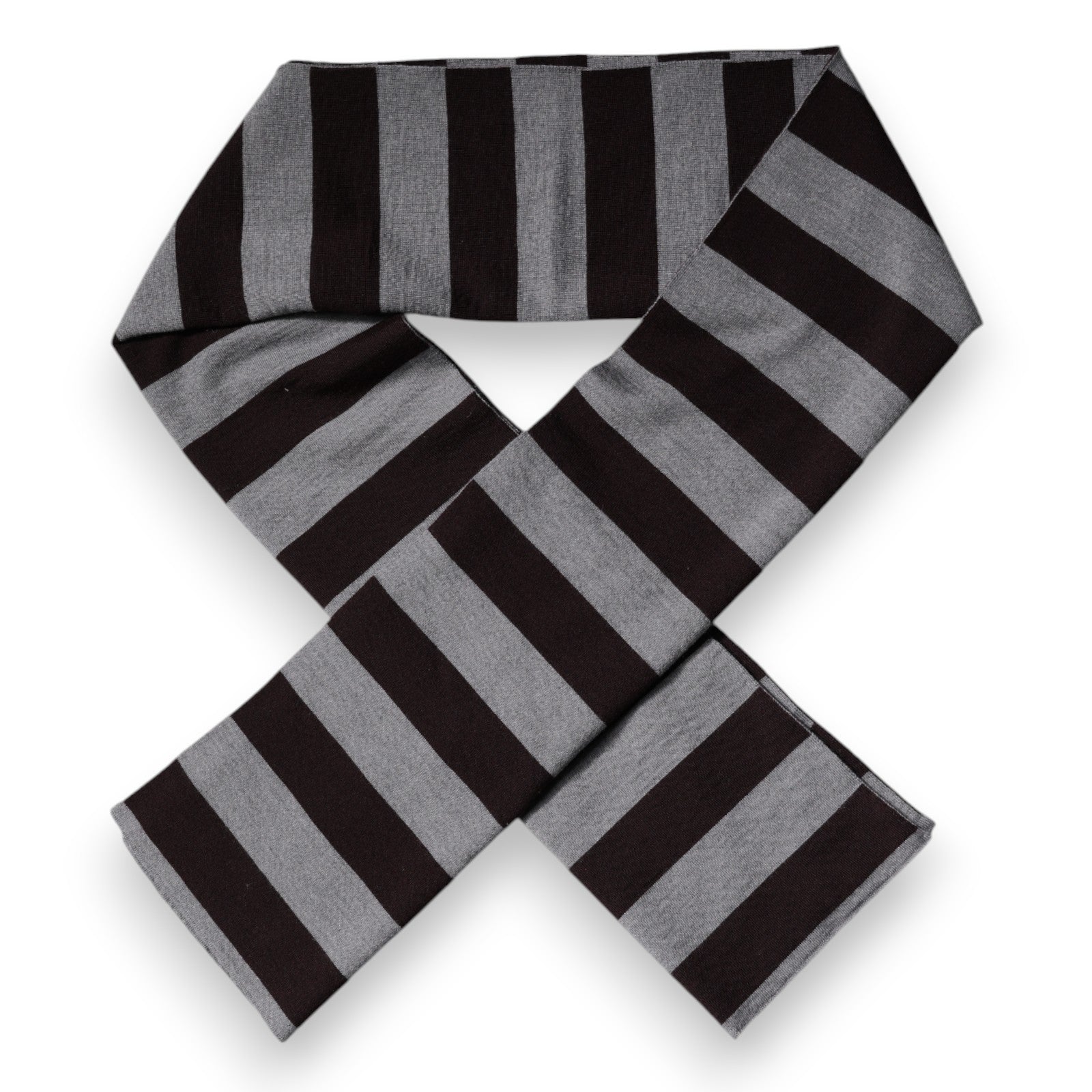 Dolce & Gabbana Black Gray Stripes Wool Neck Wrap Scarf - ACCEXO
