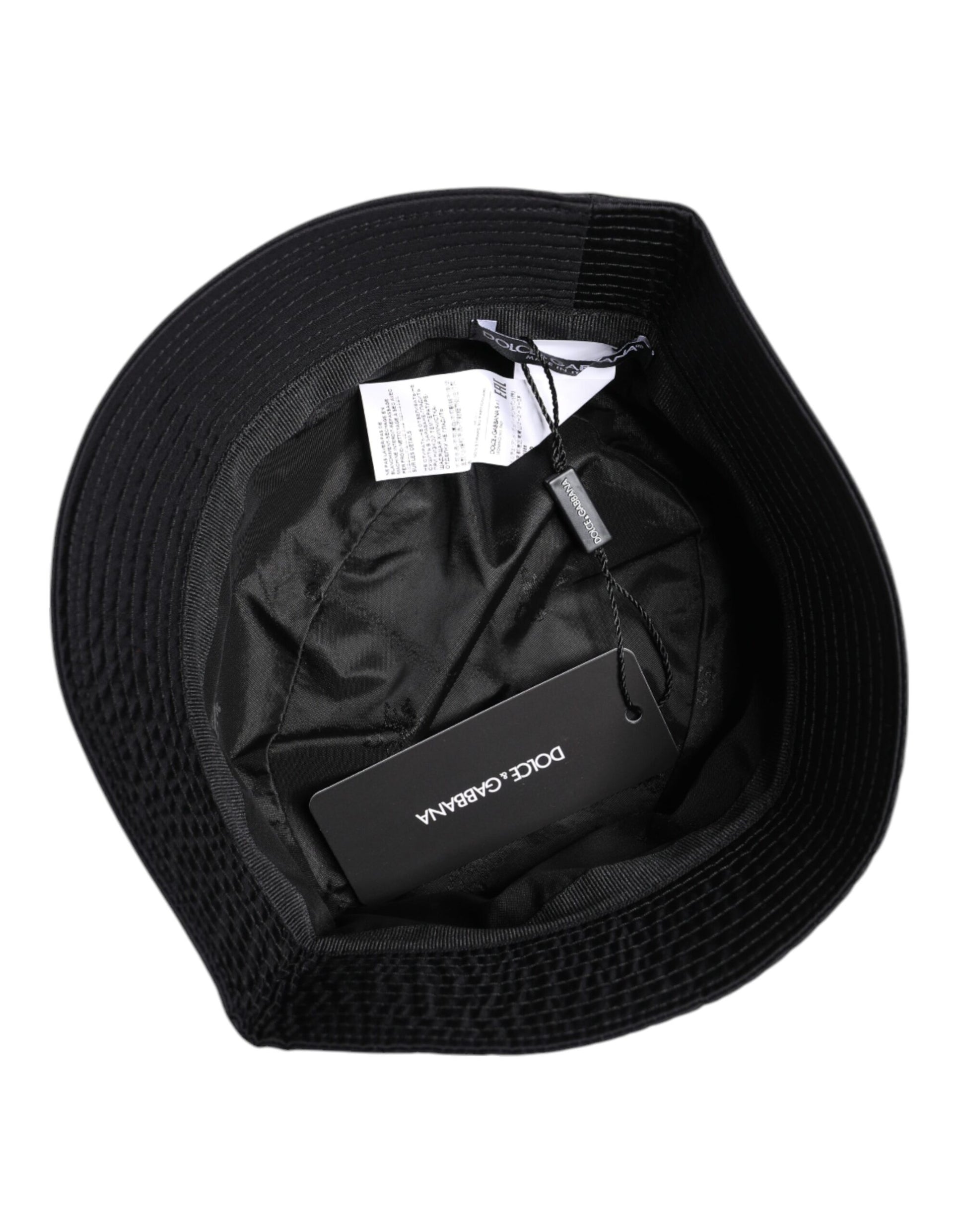 Dolce & Gabbana Black Cotton Wide Brim Bucket Hat - ACCEXO