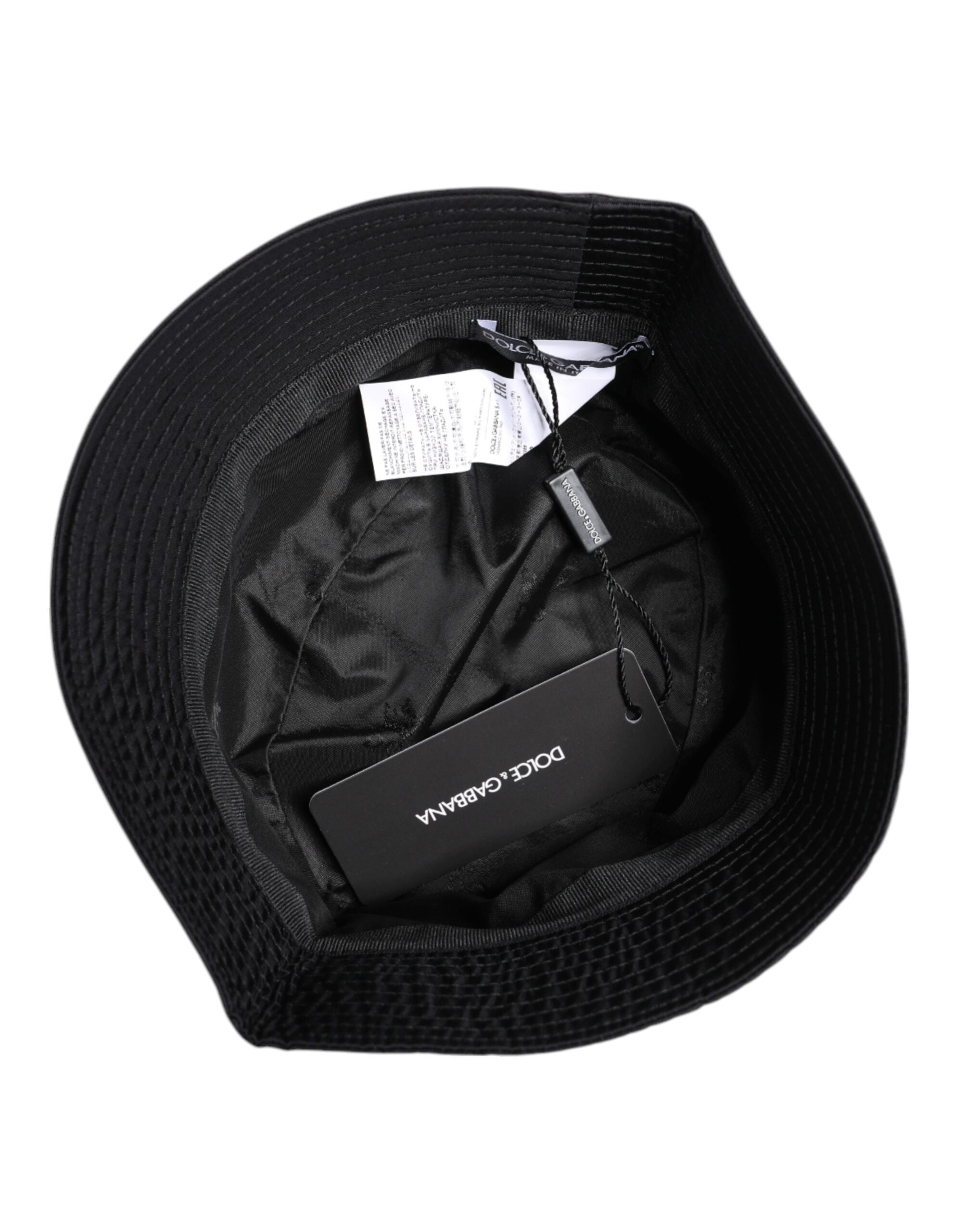 Dolce & Gabbana Black Cotton Wide Brim Bucket Hat - ACCEXO
