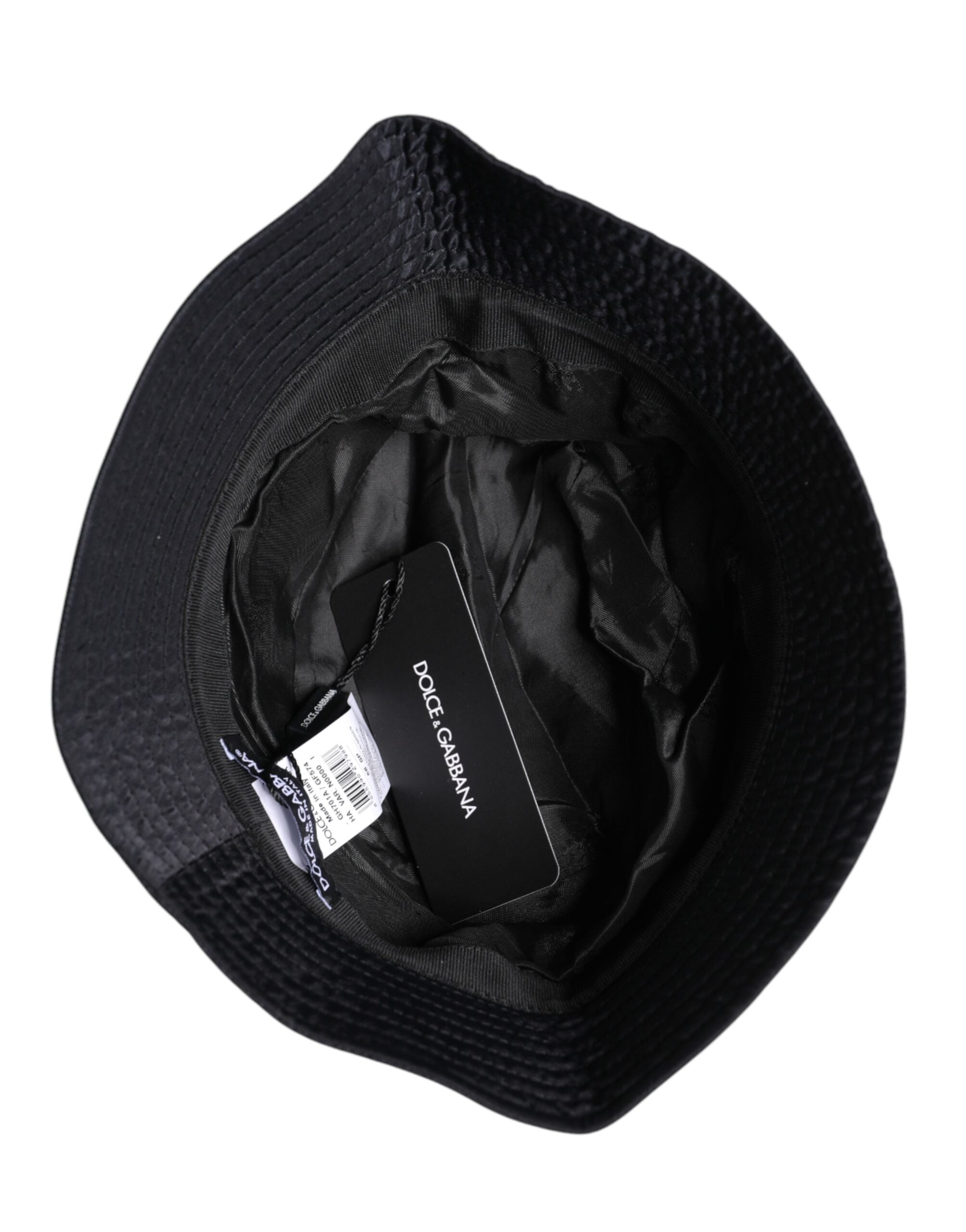 Dolce & Gabbana Black Cotton Wide Brim Bucket Hat - ACCEXO