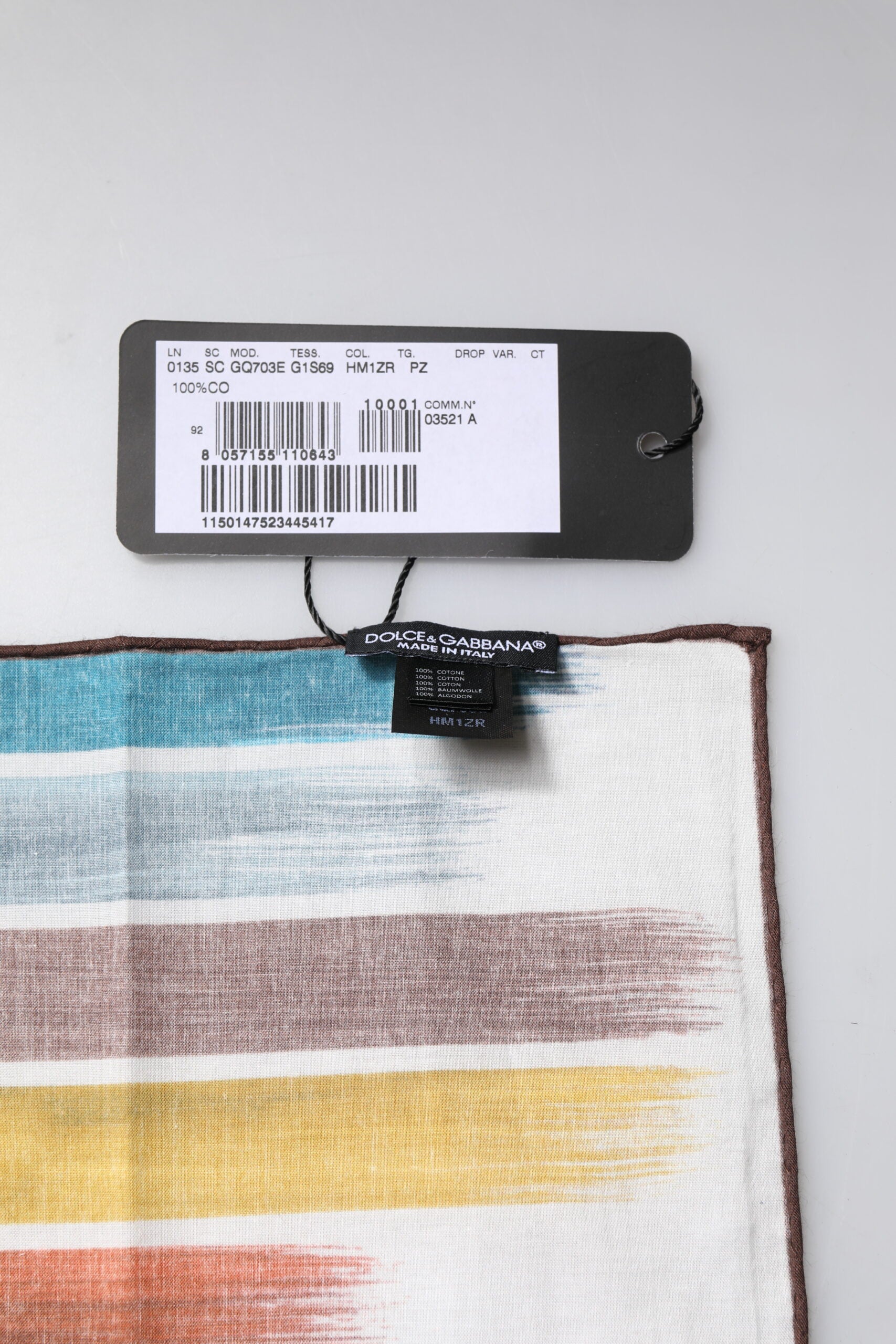 Dolce & Gabbana Multicolor Stripes Cotton Square Foulard Scarf - ACCEXO