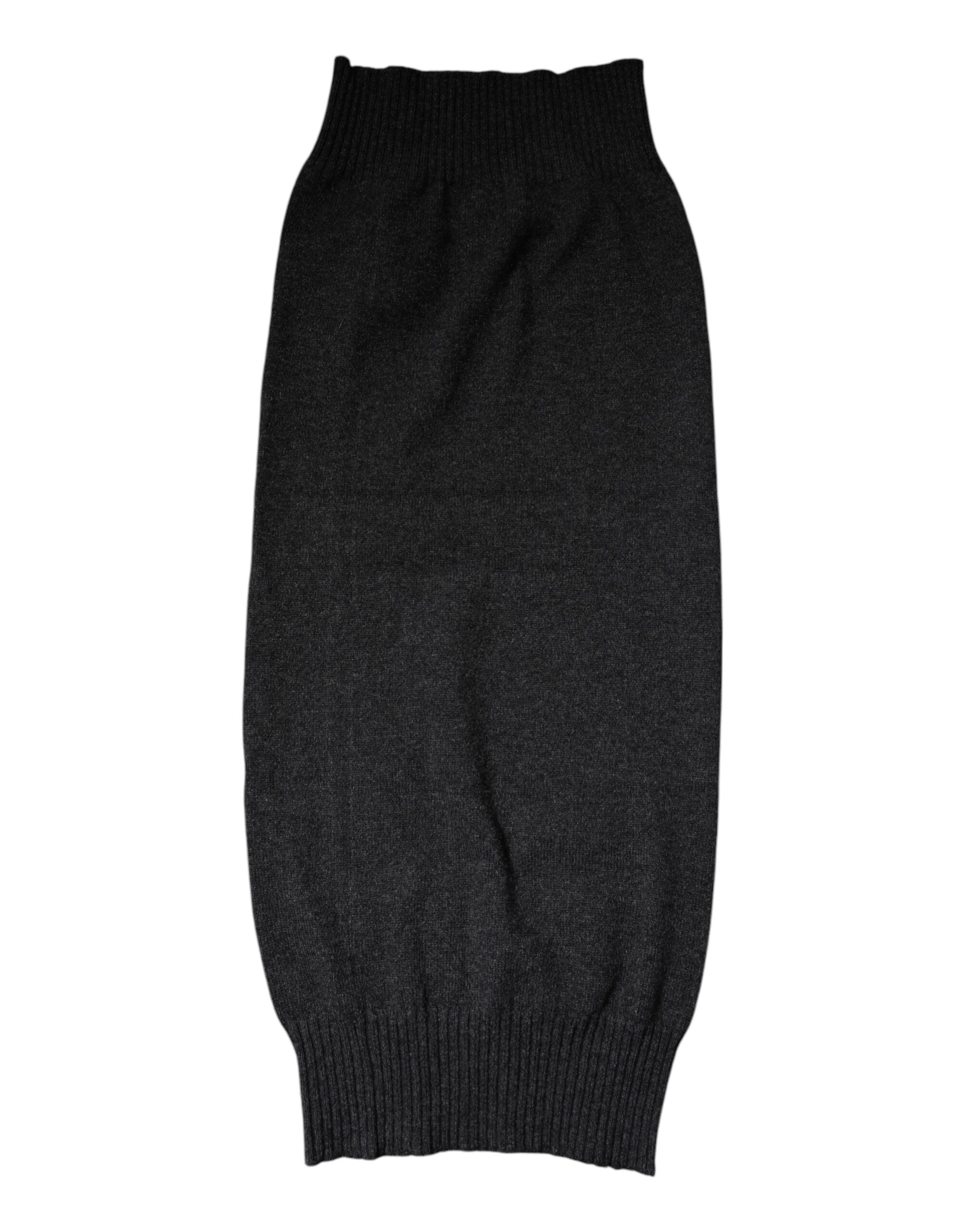 Dolce & Gabbana Black Cashmere Knitted Neck Warmer Foulard Scarf - ACCEXO