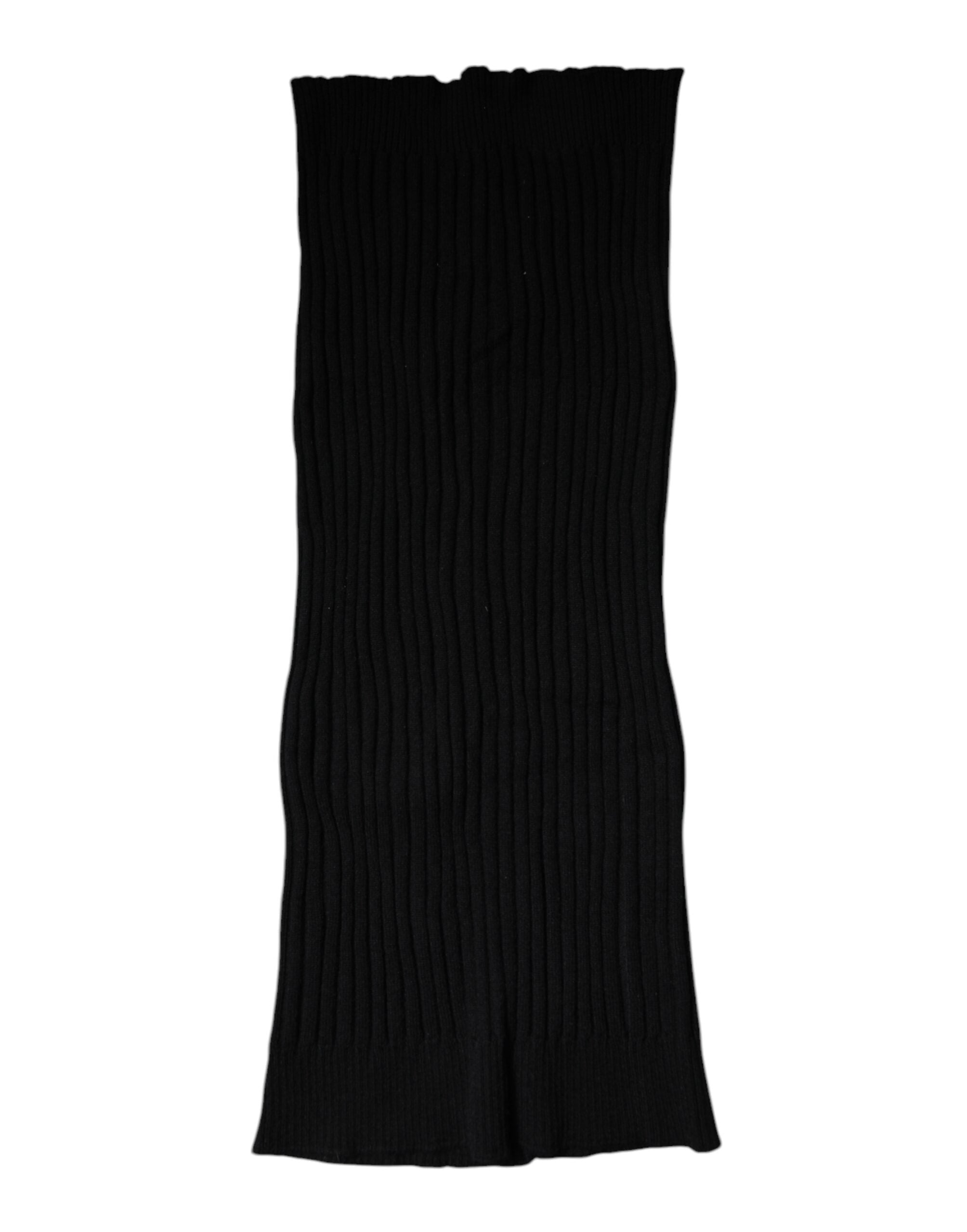 Dolce & Gabbana Black Cashmere Knitted Neck Warmer Foulard Scarf - ACCEXO