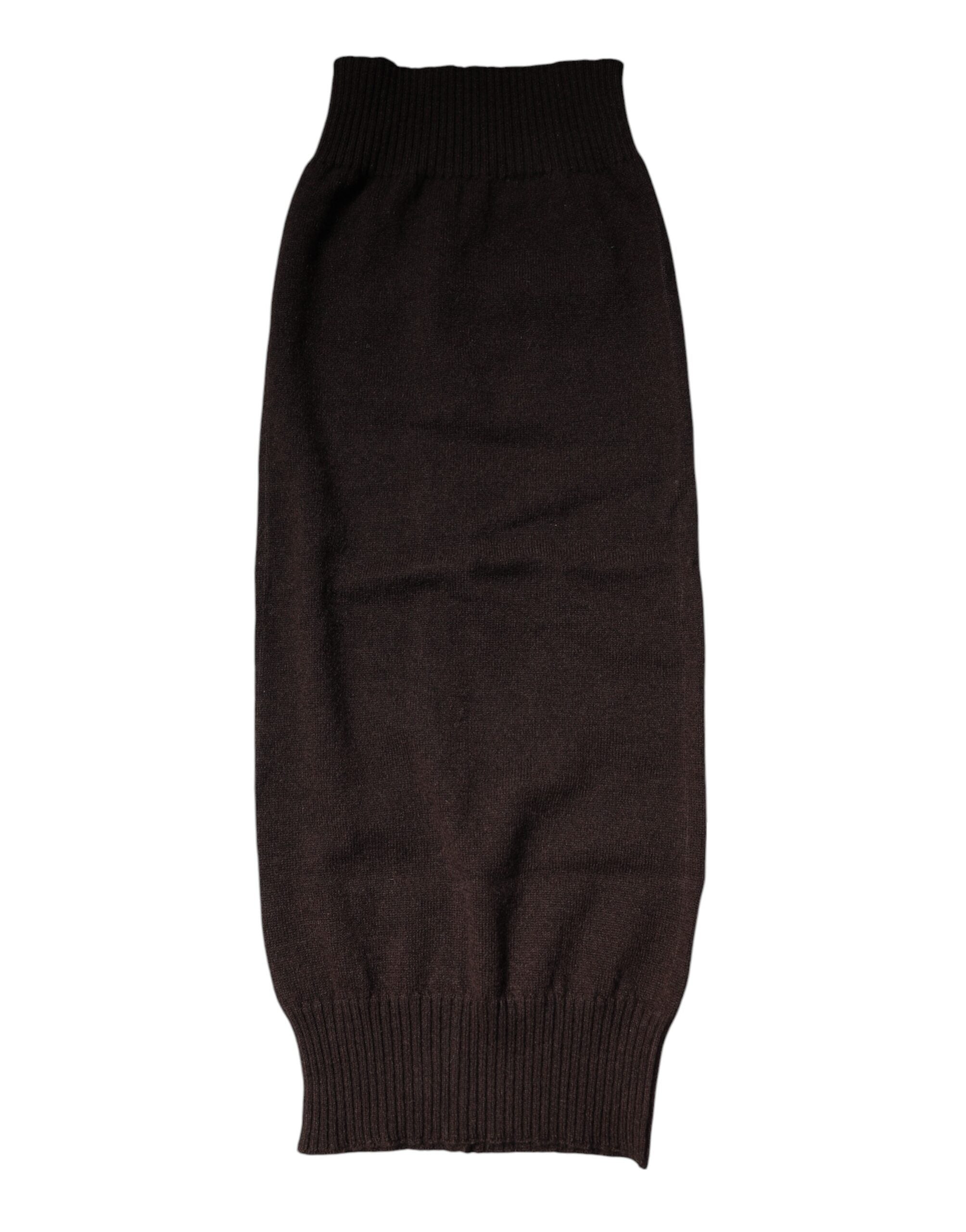 Dolce & Gabbana Brown Cashmere Knitted Neck Warmer Foulard Scarf - ACCEXO