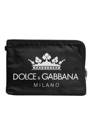 Dolce & Gabbana Black DG Milano Print Nylon Pouch Clutch Bag - ACCEXO