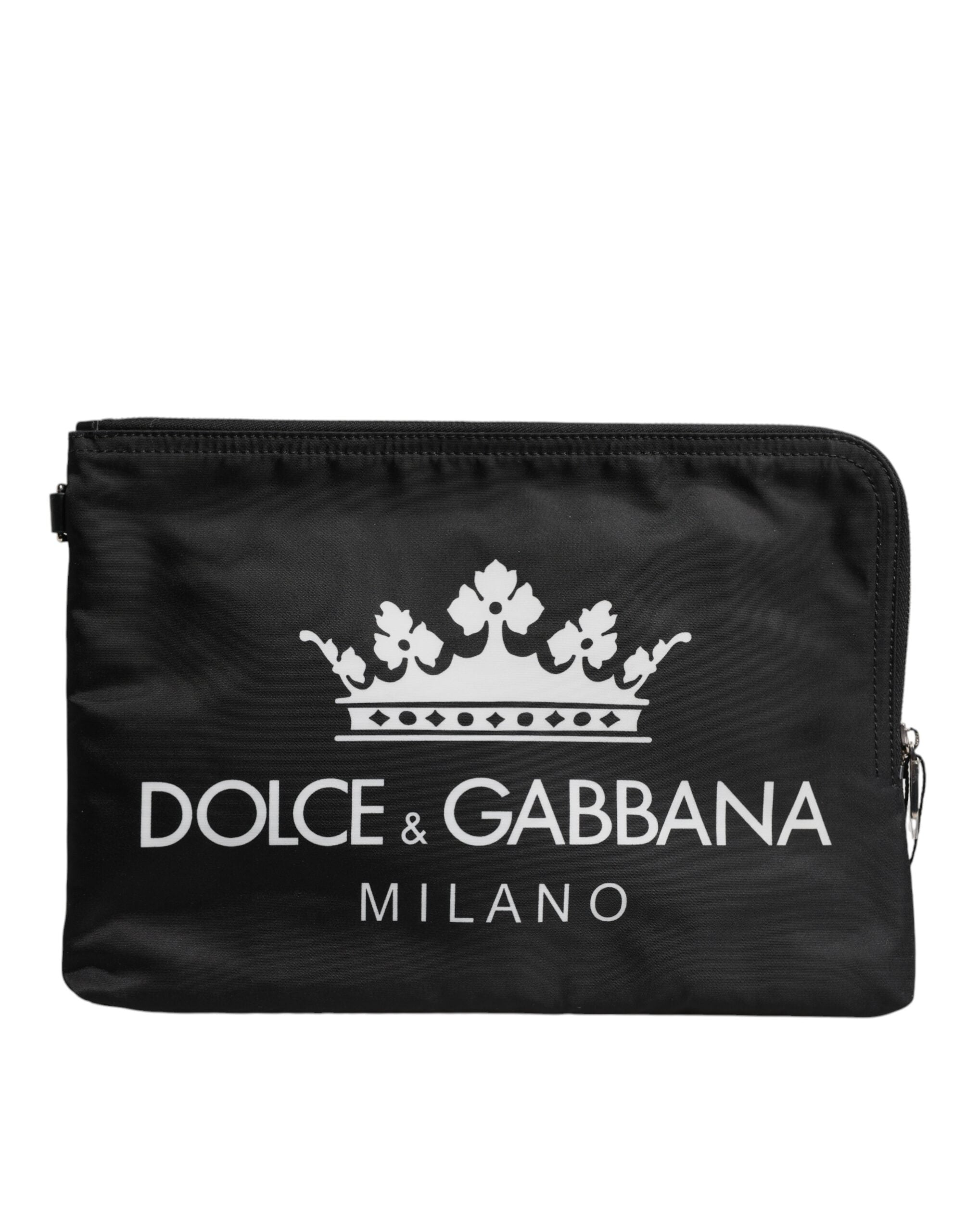 Dolce & Gabbana Black DG Milano Print Nylon Pouch Clutch Bag - ACCEXO