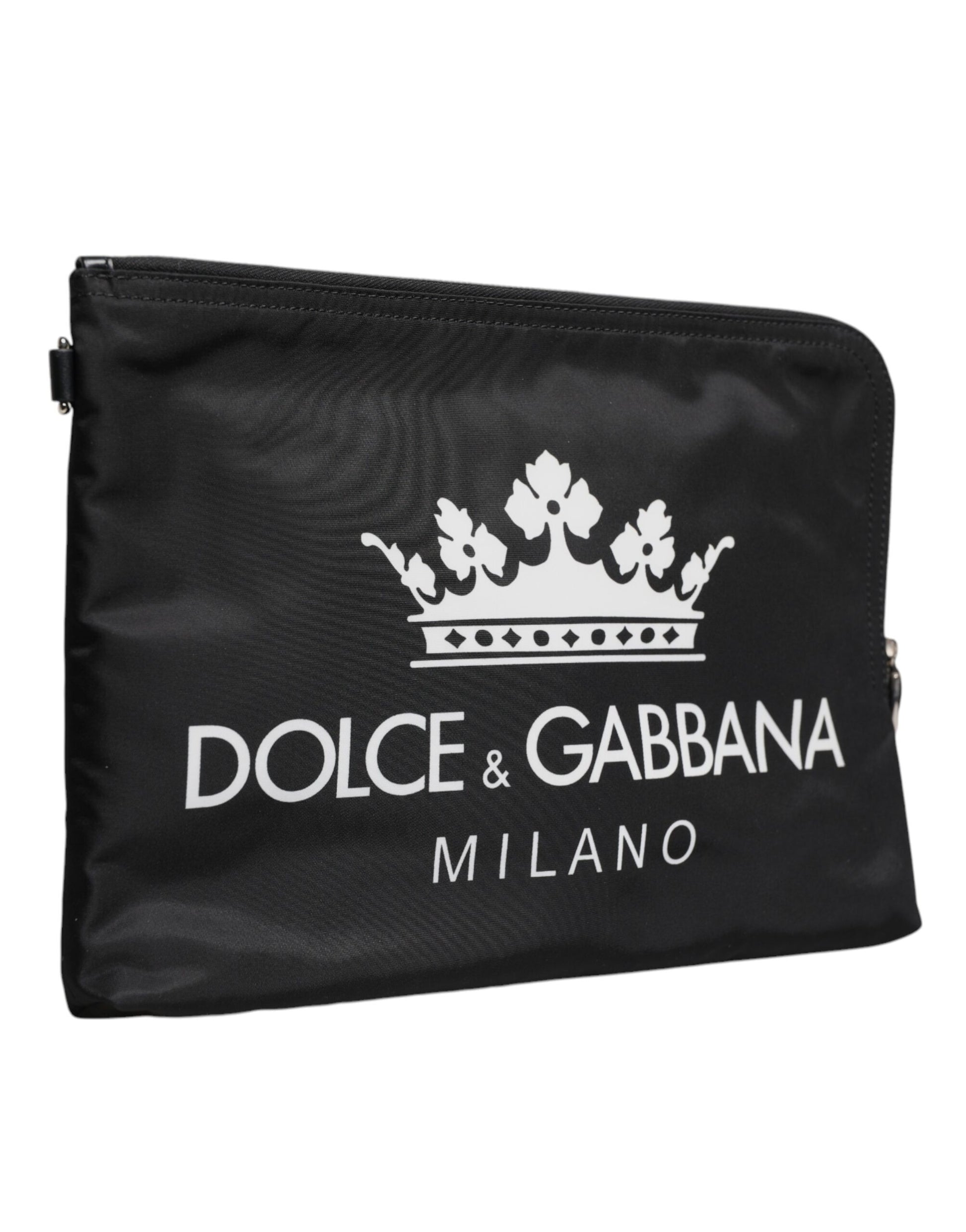Dolce & Gabbana Black DG Milano Print Nylon Pouch Clutch Bag - ACCEXO