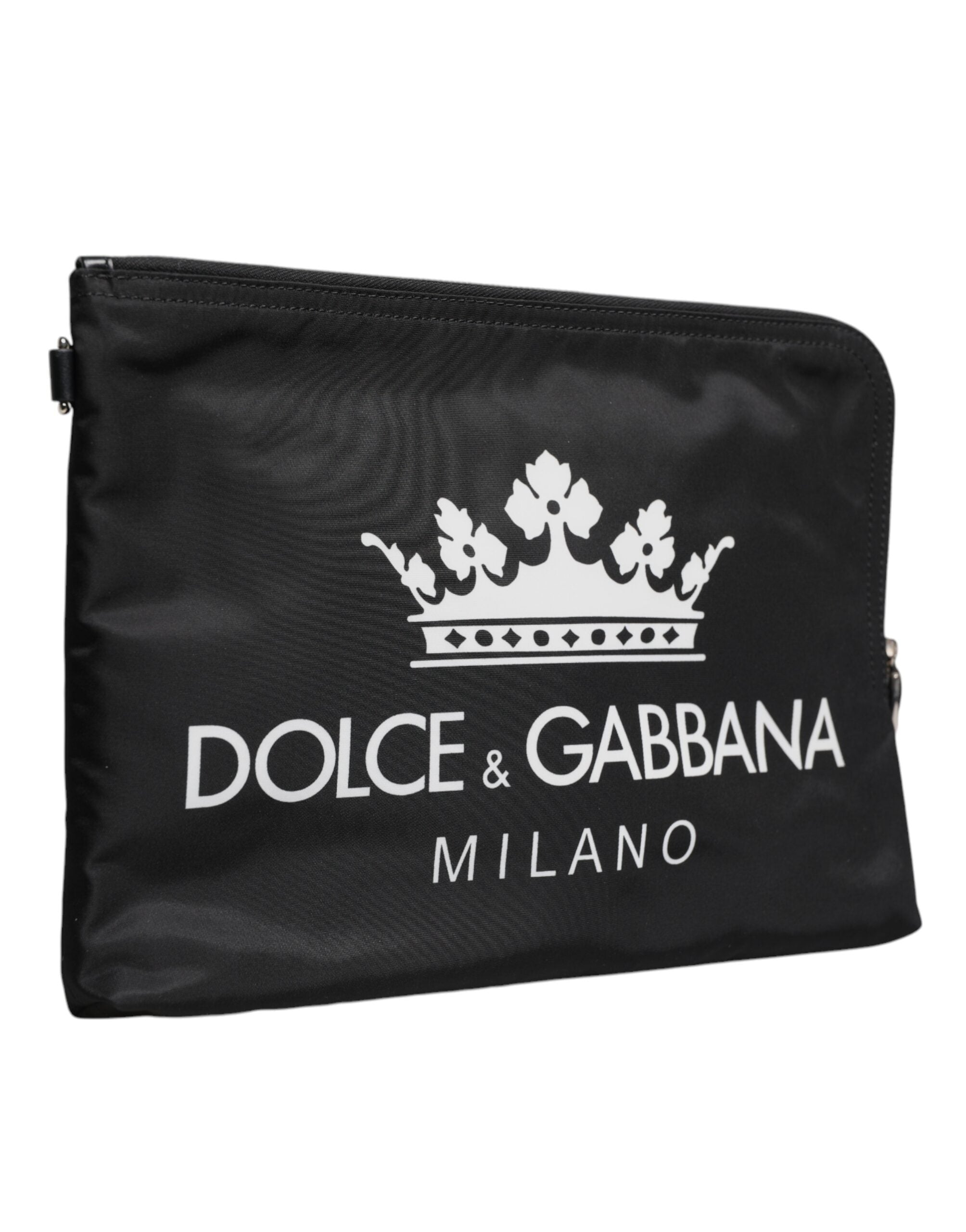 Dolce & Gabbana Black DG Milano Print Nylon Pouch Clutch Bag - ACCEXO