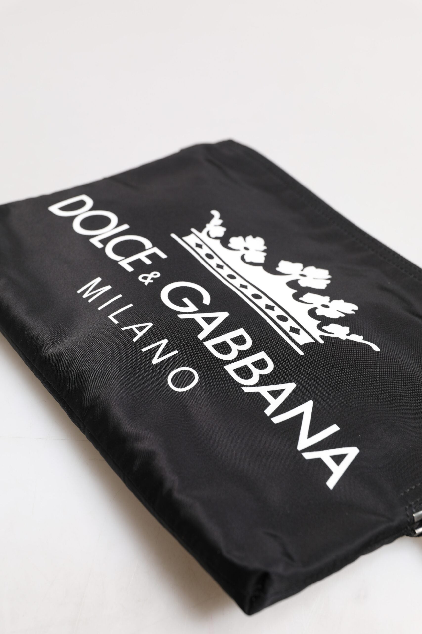 Dolce & Gabbana Black DG Milano Print Nylon Pouch Clutch Bag - ACCEXO