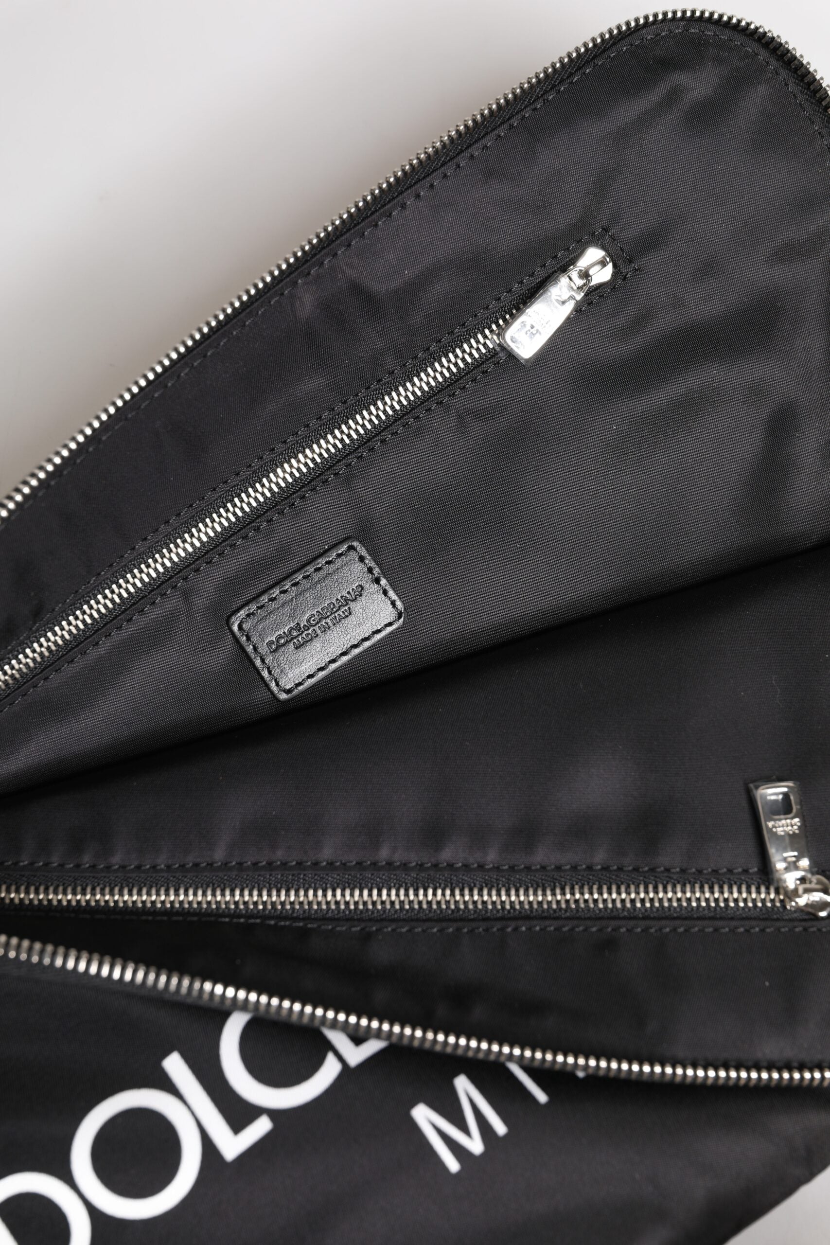 Dolce & Gabbana Black DG Milano Print Nylon Pouch Clutch Bag - ACCEXO