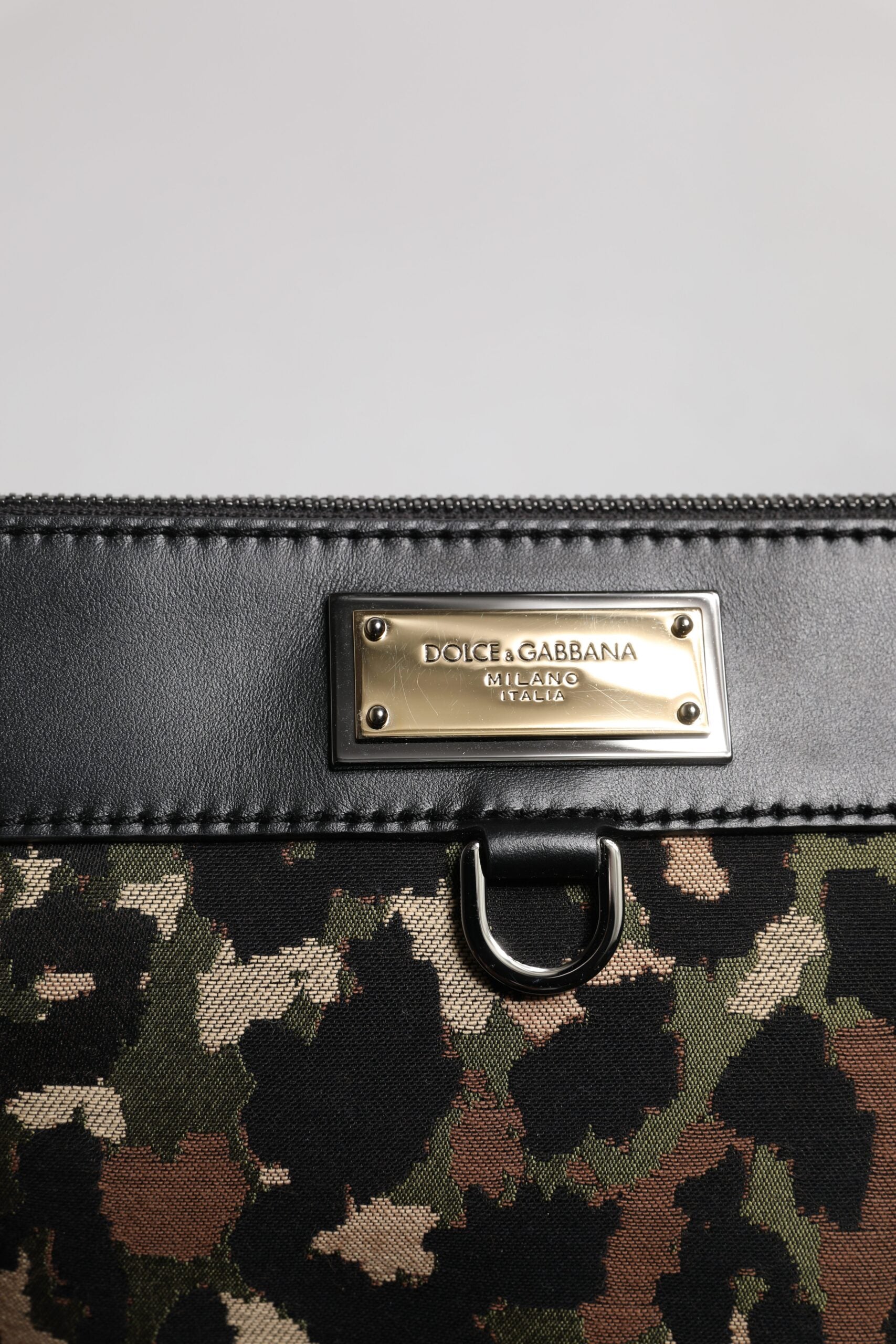 Dolce & Gabbana Multicolor Leopard Jacquard Print Logo Plaque Pouch Bag - ACCEXO