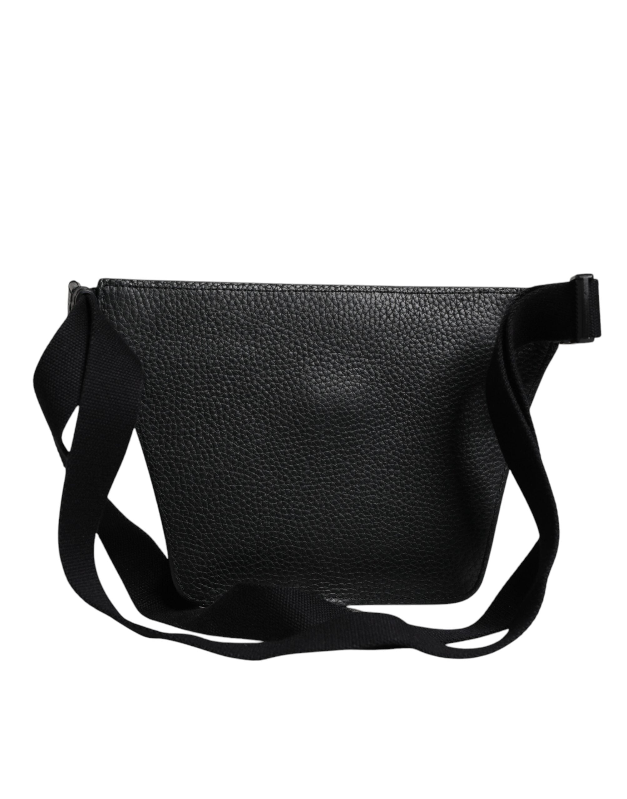 Dolce & Gabbana Black Calfskin Logo Plaque Belt Waist Men Fanny Pack Bag - ACCEXO