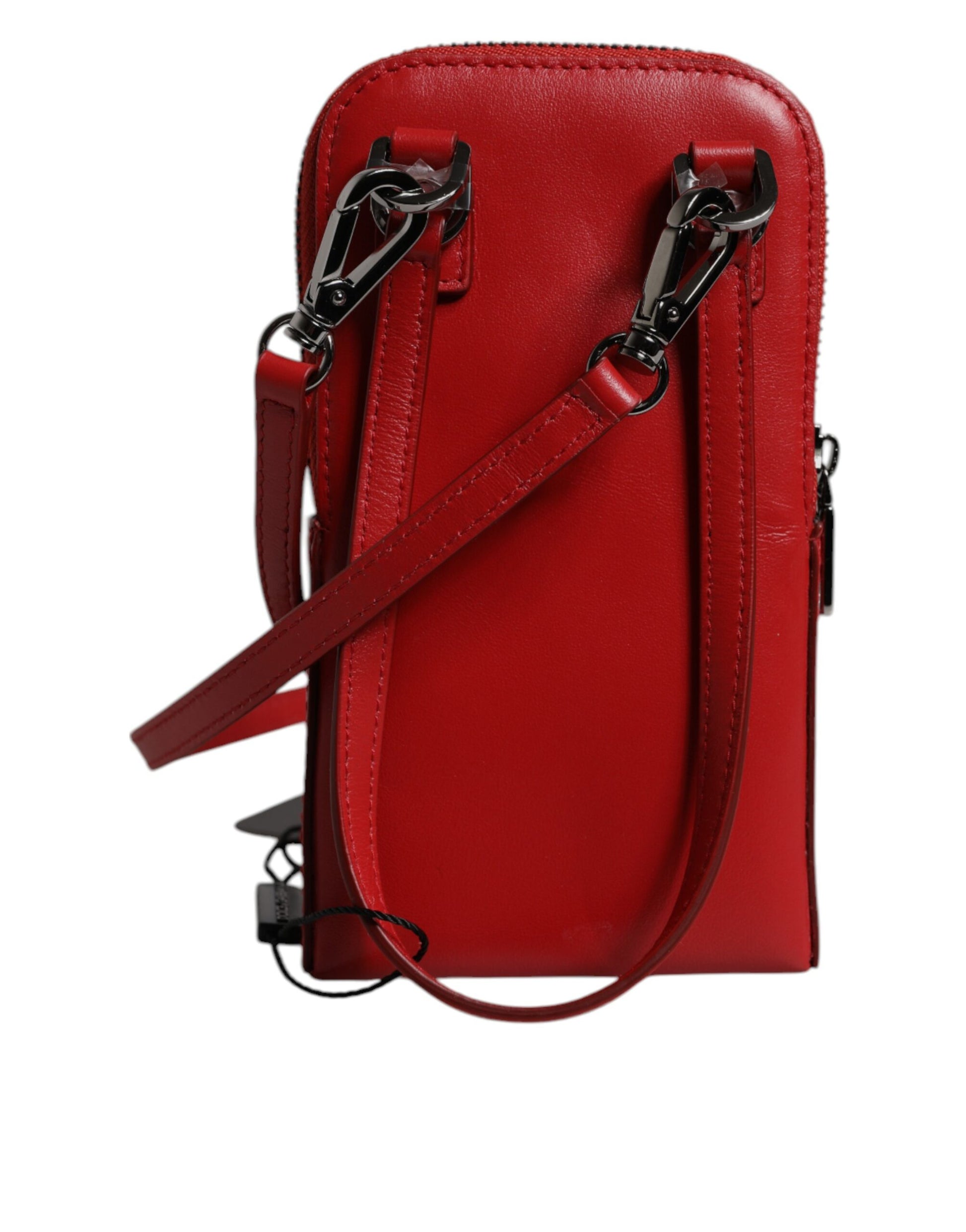 Dolce & Gabbana Red Leather Purse Phone Sling Crossbody Neck Strap Bag - ACCEXO