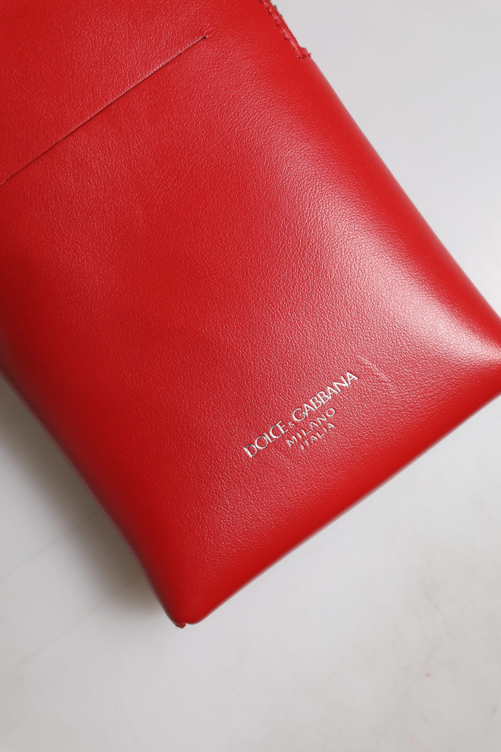 Dolce & Gabbana Red Leather Purse Phone Sling Crossbody Neck Strap Bag - ACCEXO