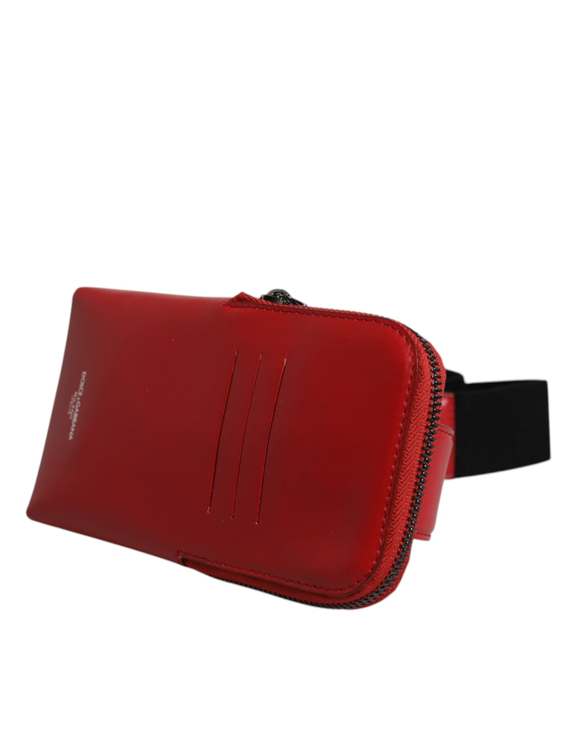 Dolce & Gabbana Red Calfskin Logo Purse Phone Belt Waist Bag - ACCEXO