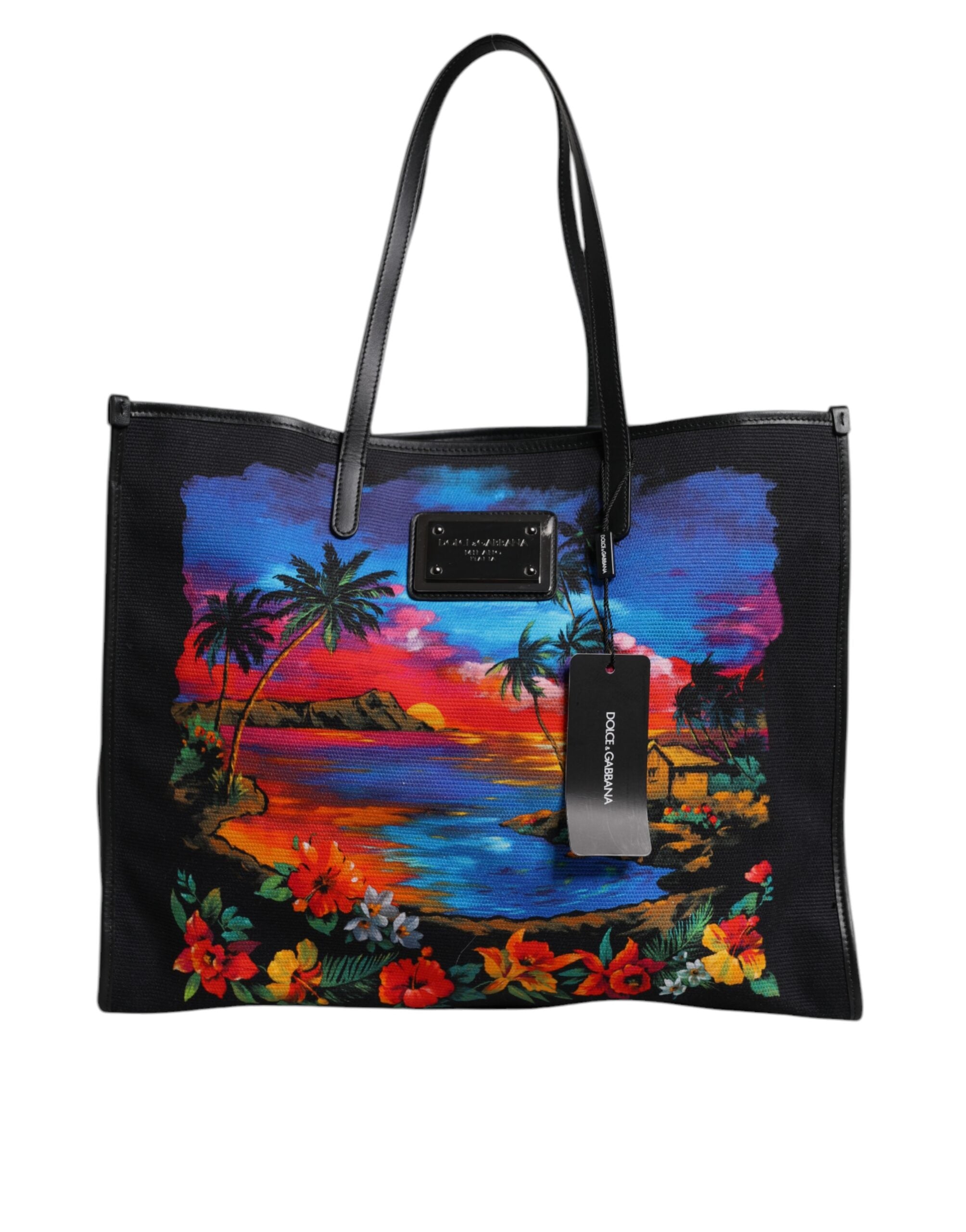 Dolce & Gabbana Multicolor Graphic Printed Top Handle Shopping Tote Bag - ACCEXO
