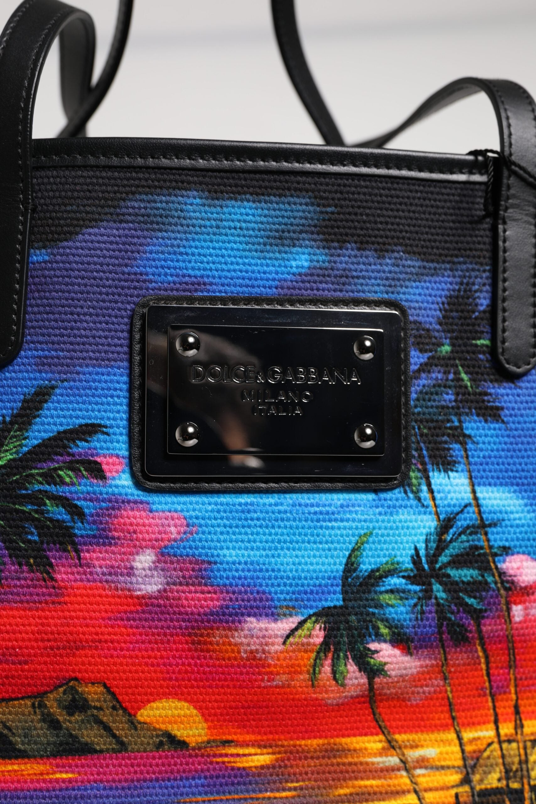 Dolce & Gabbana Multicolor Graphic Printed Top Handle Shopping Tote Bag - ACCEXO