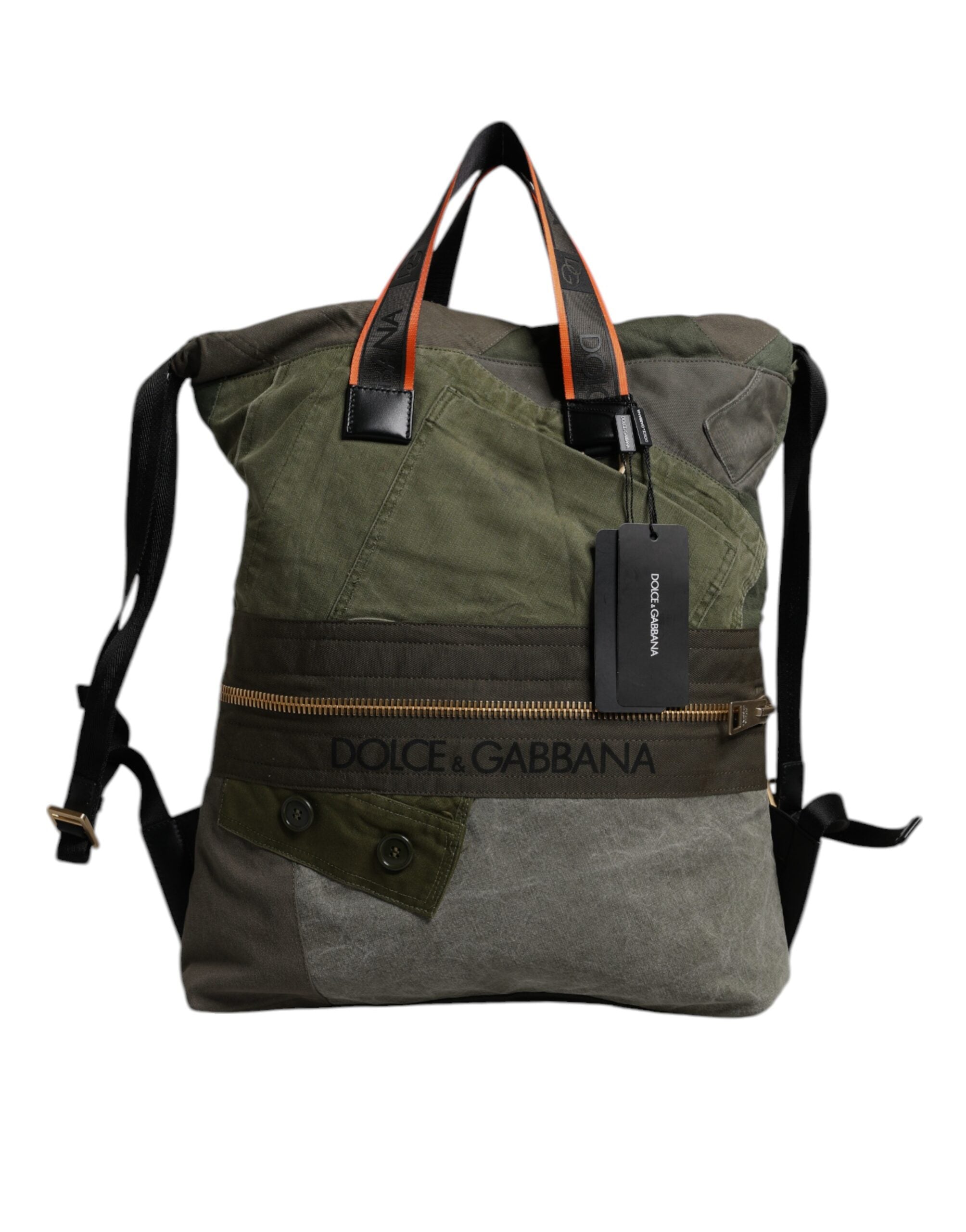 Dolce & Gabbana Military Green Patchwork Rucksack Backpack Bag - ACCEXO