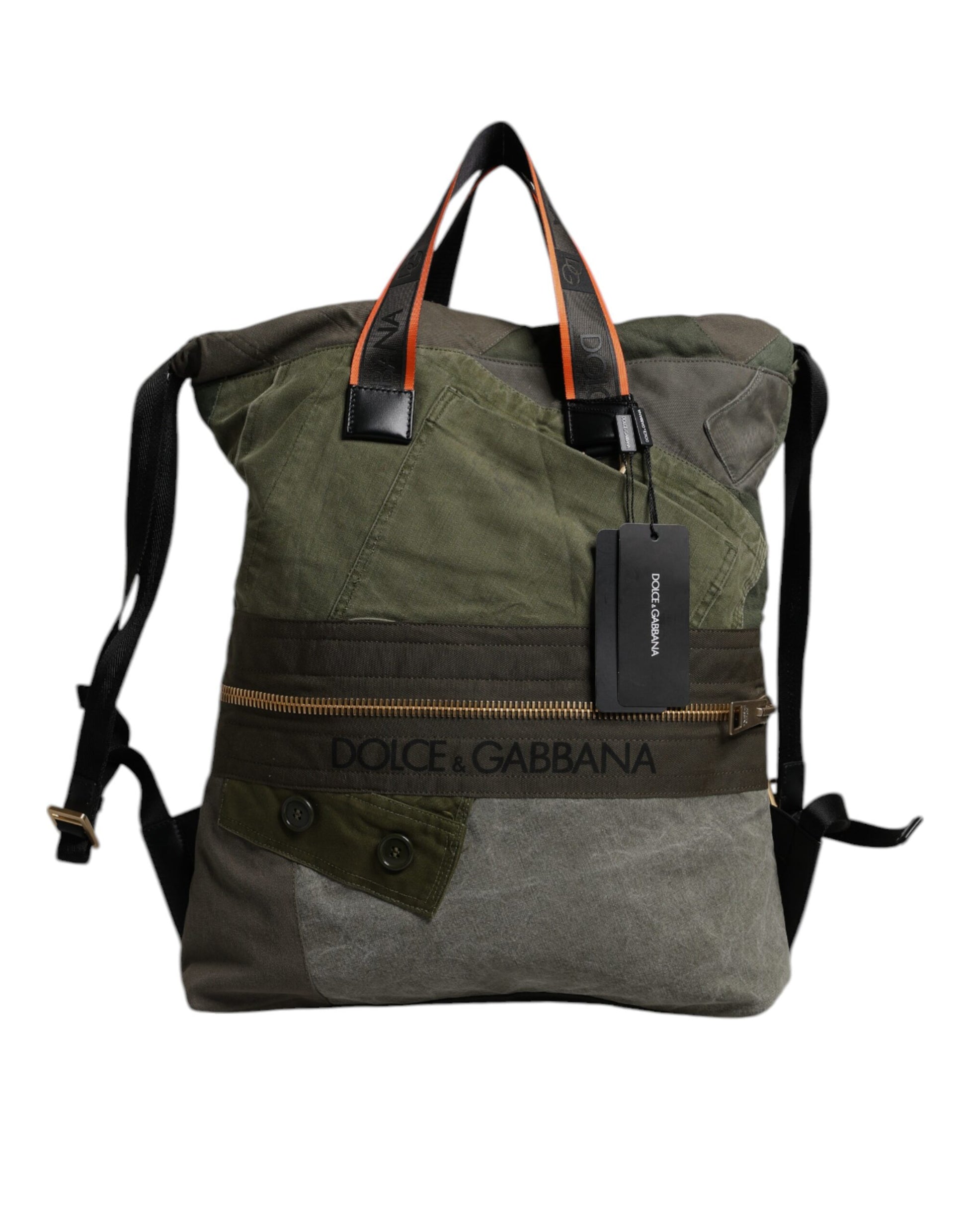 Dolce & Gabbana Military Green Patchwork Rucksack Backpack Bag - ACCEXO