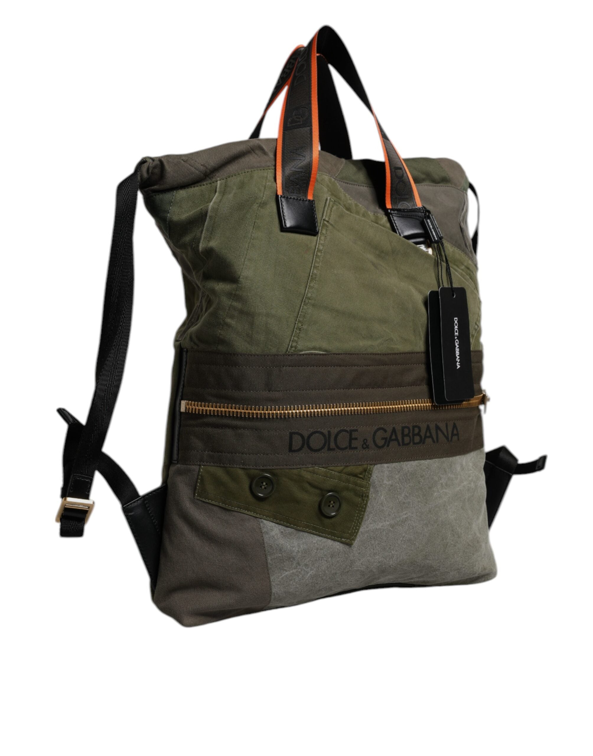 Dolce & Gabbana Military Green Patchwork Rucksack Backpack Bag - ACCEXO