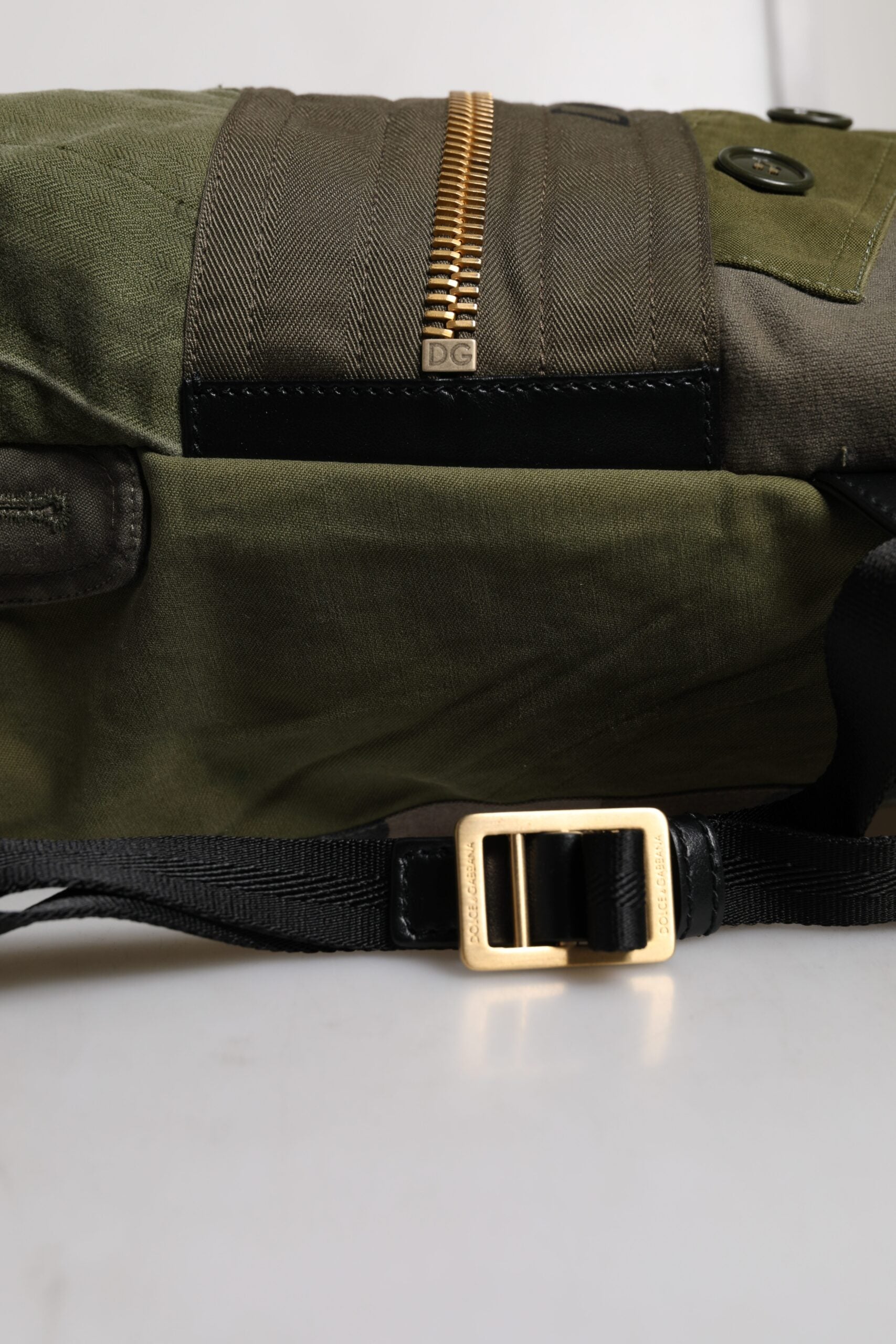 Dolce & Gabbana Military Green Patchwork Rucksack Backpack Bag - ACCEXO