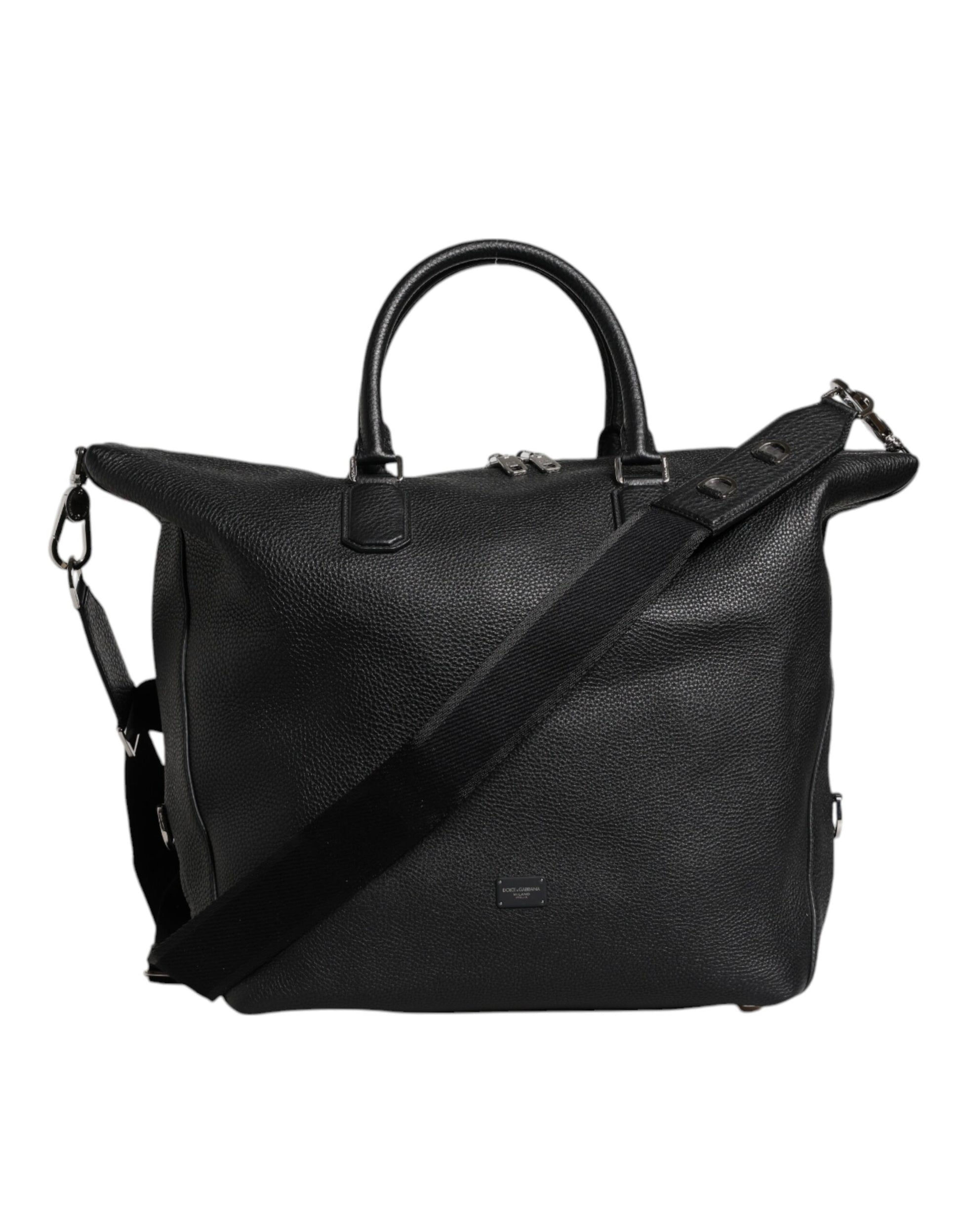 Dolce & Gabbana Black Calfskin Leather Hand Shoulder Duffle Bag - ACCEXO