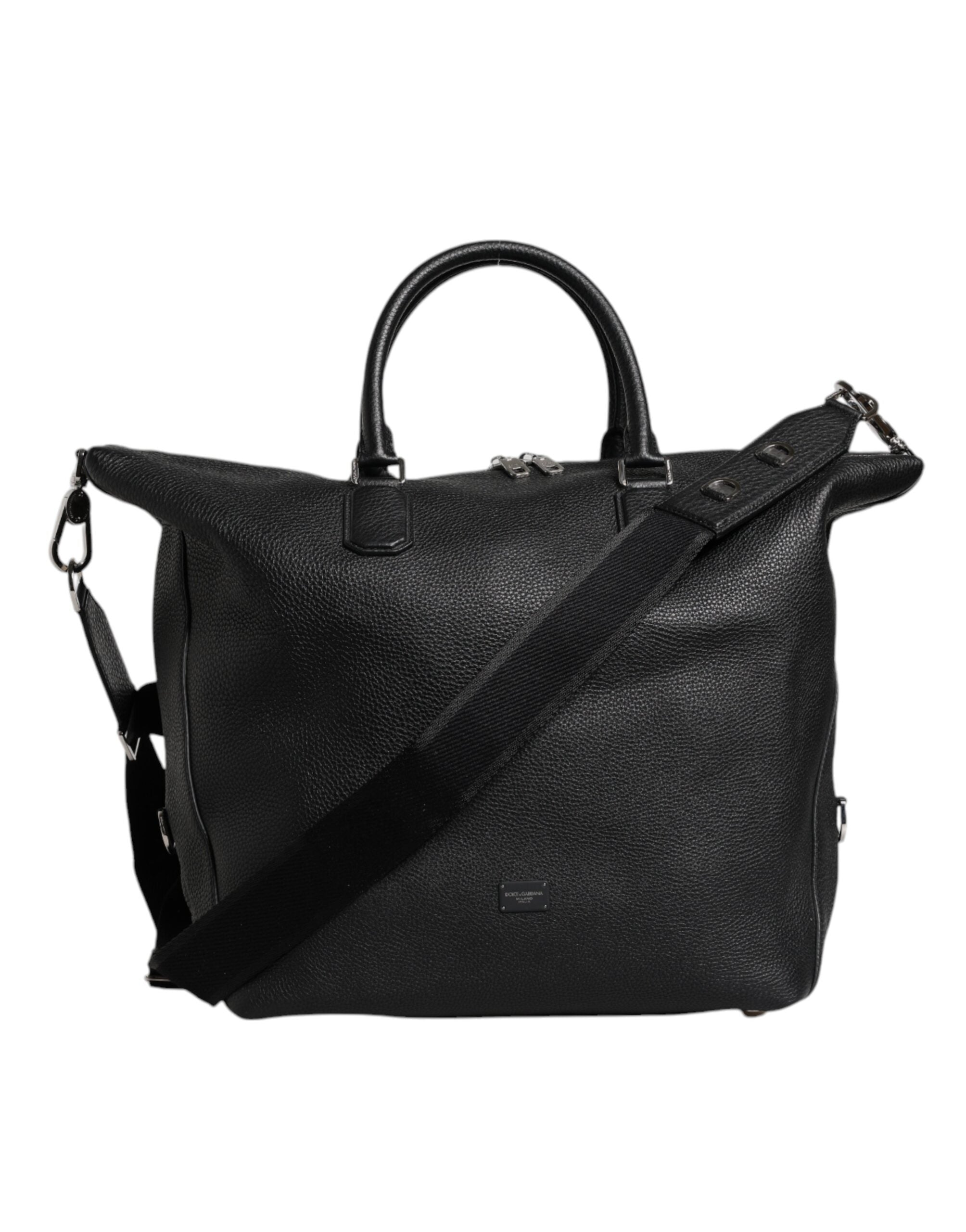 Dolce & Gabbana Black Calfskin Leather Hand Shoulder Duffle Bag - ACCEXO