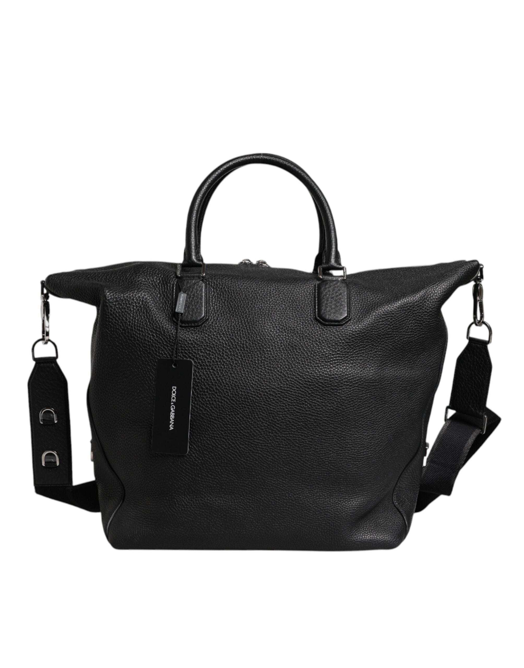 Dolce & Gabbana Black Calfskin Leather Hand Shoulder Duffle Bag - ACCEXO