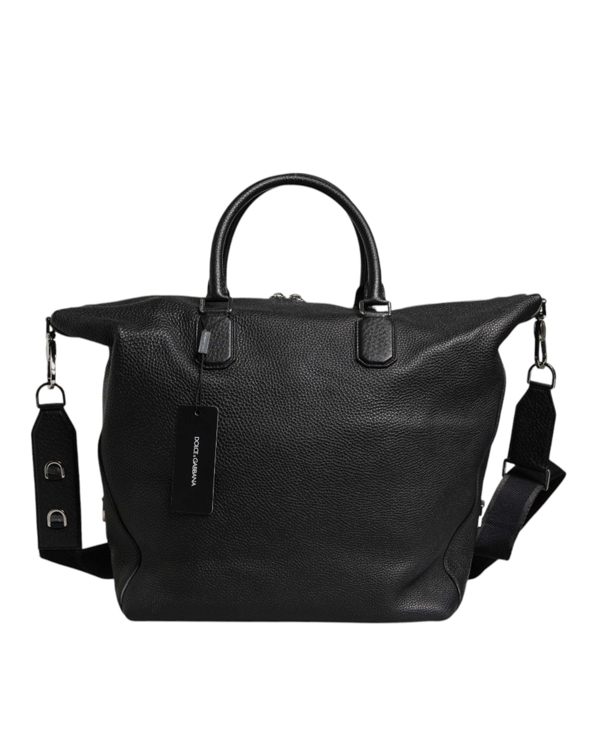 Dolce & Gabbana Black Calfskin Leather Hand Shoulder Duffle Bag - ACCEXO