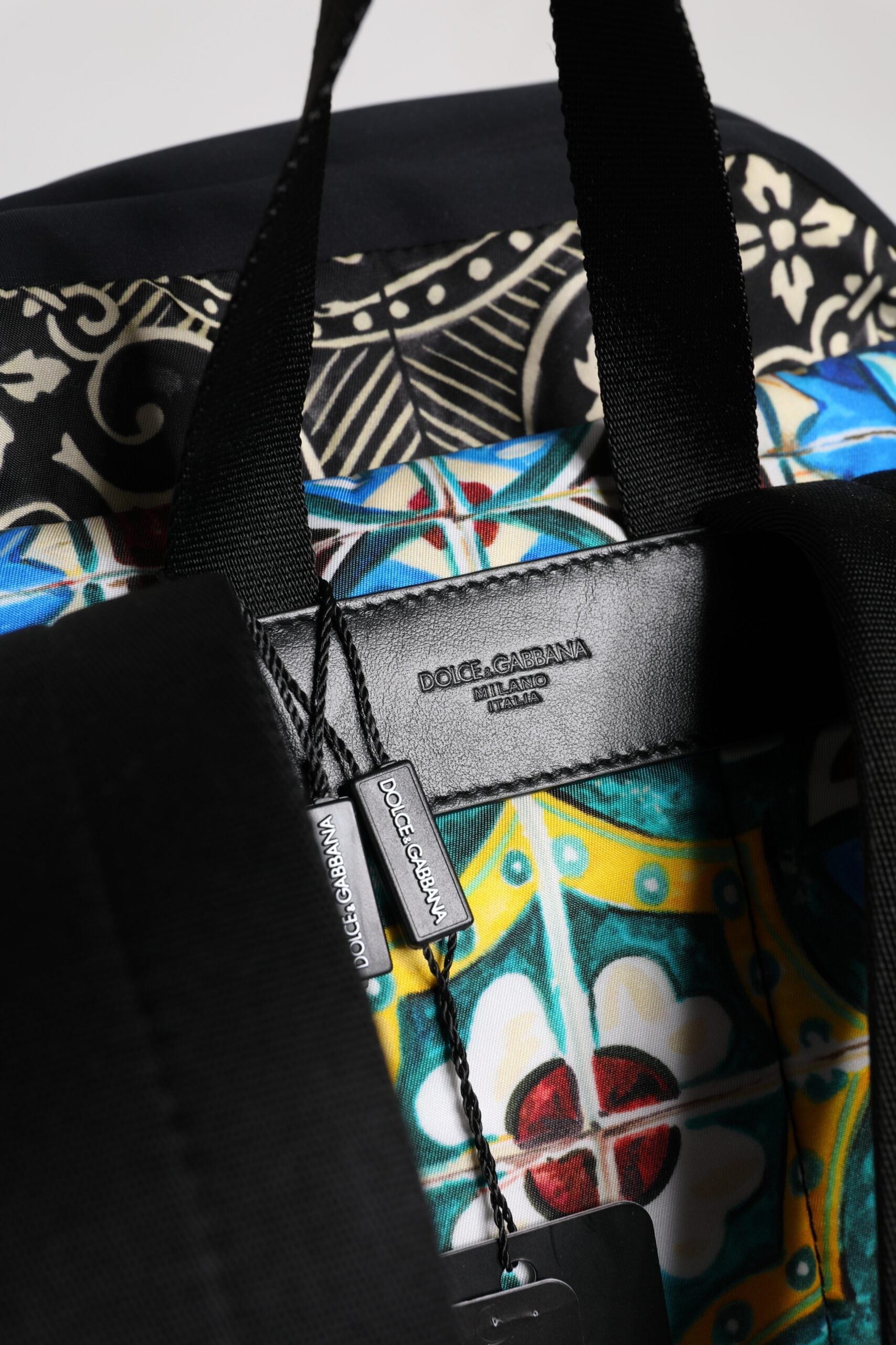 Dolce & Gabbana Multicolor Maiolica Print Nylon Backpack Bag - ACCEXO