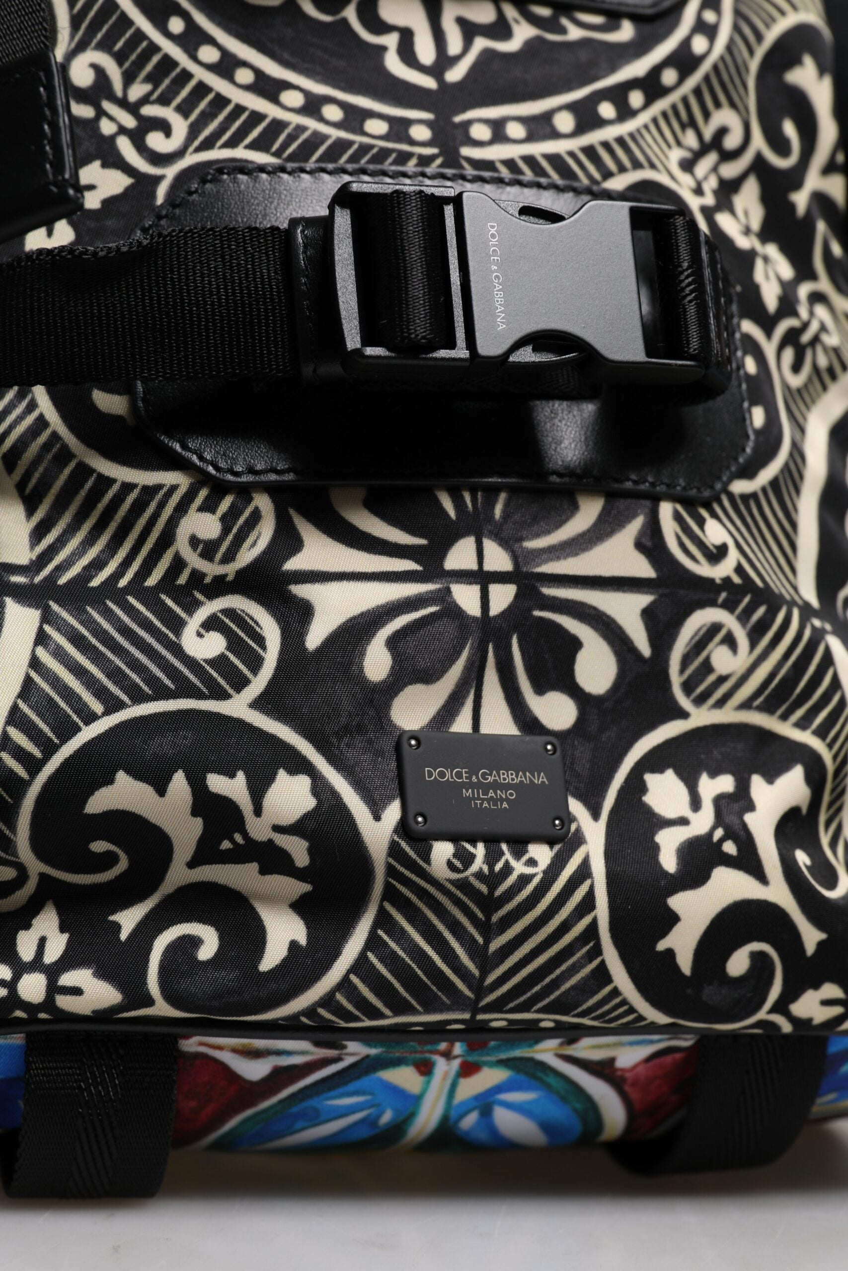Dolce & Gabbana Multicolor Maiolica Print Nylon Backpack Bag - ACCEXO