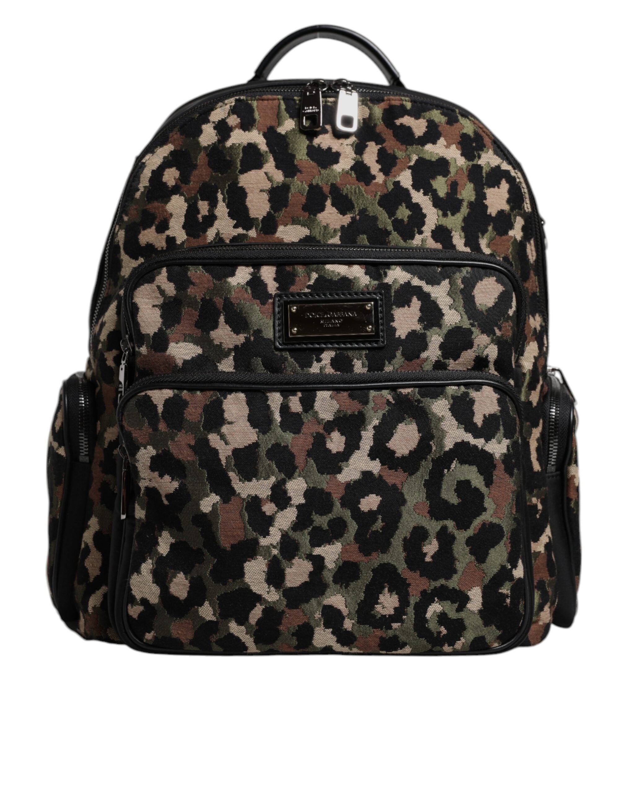 Dolce & Gabbana Multicolor Leopard Print DG Logo Plaque Men Backpack Bag - ACCEXO