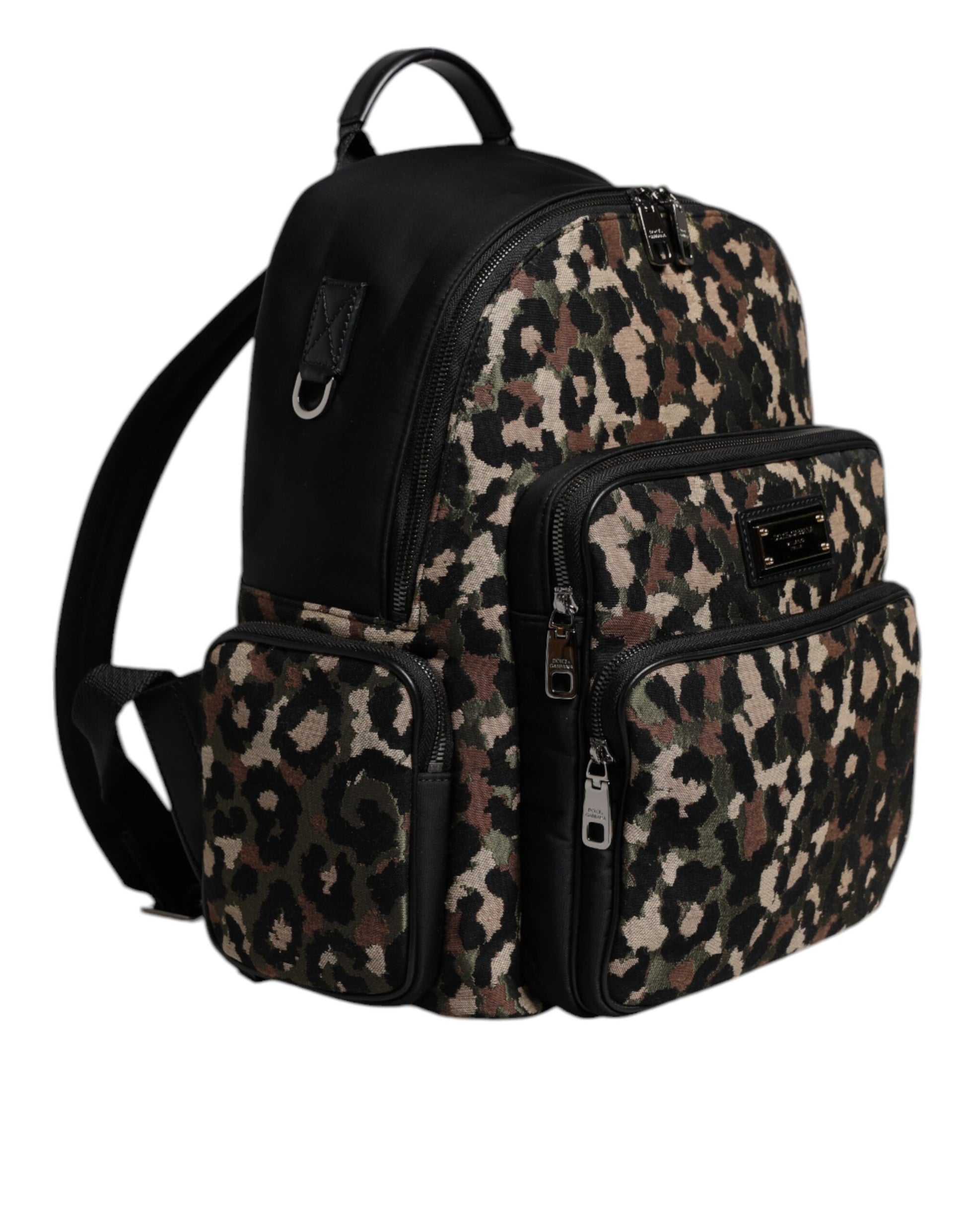 Dolce & Gabbana Multicolor Leopard Print DG Logo Plaque Men Backpack Bag - ACCEXO