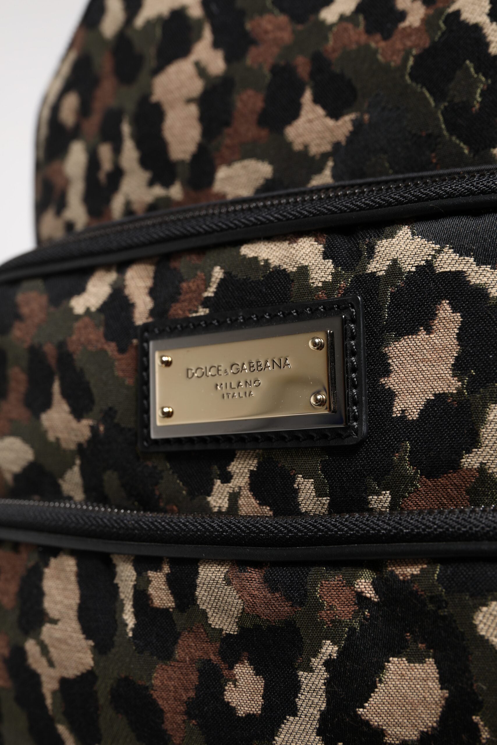 Dolce & Gabbana Multicolor Leopard Print DG Logo Plaque Men Backpack Bag - ACCEXO