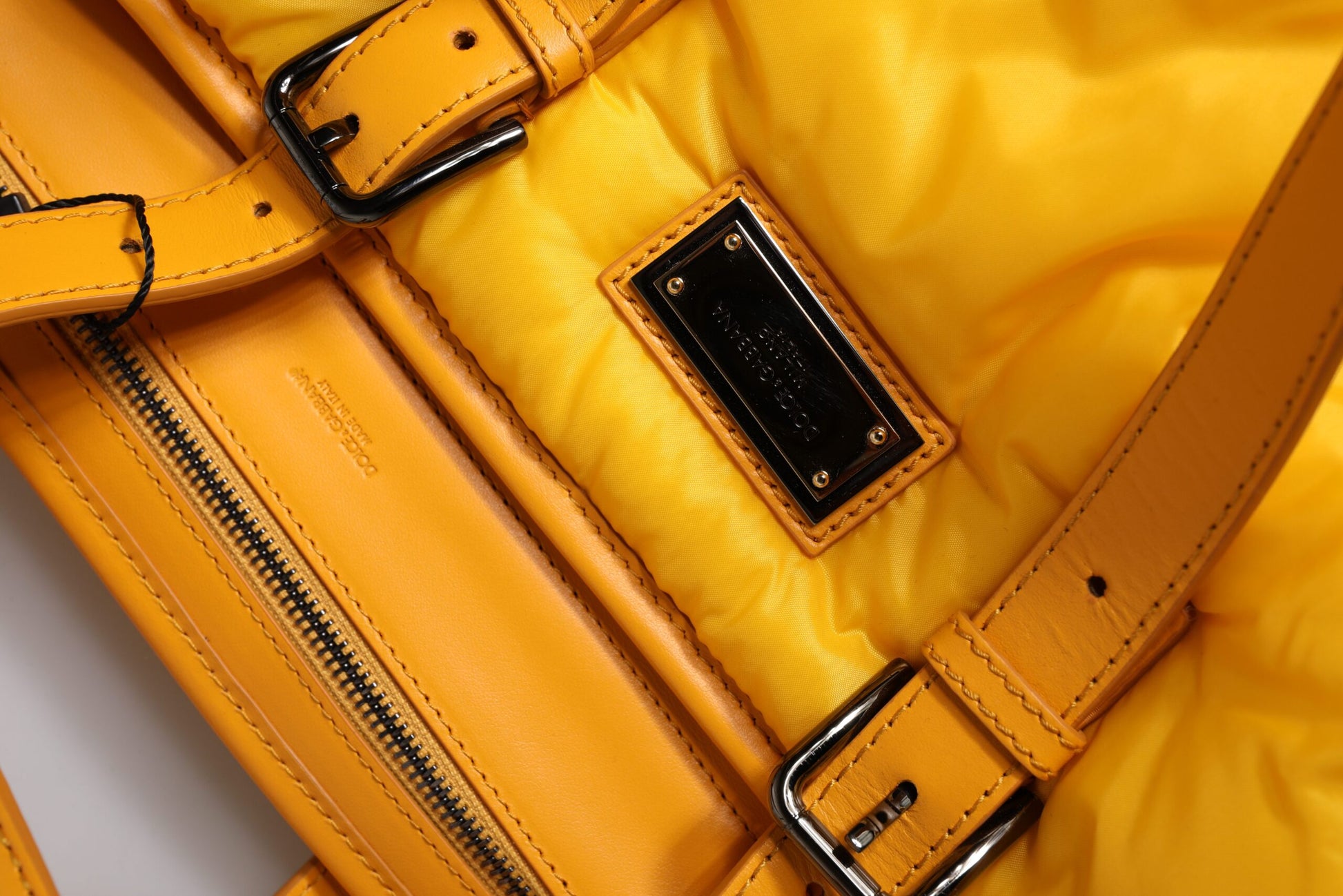 Dolce & Gabbana Yellow Orange Nylon Logo Plaque Hand Shoulder Duffle Bag - ACCEXO