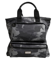 Dolce & Gabbana Gray Camo Cotton Multiple Compartments Tote Bag - ACCEXO