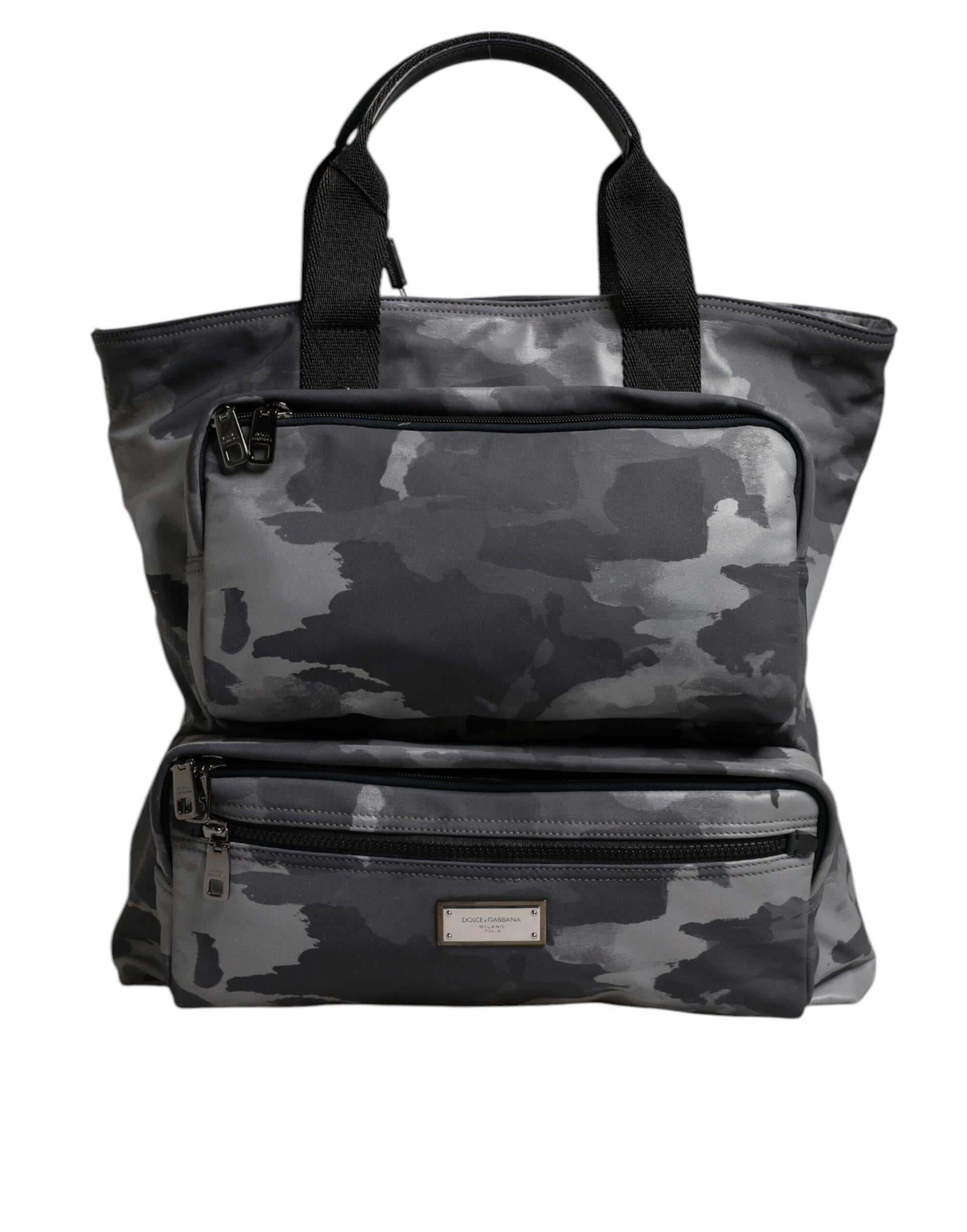 Dolce & Gabbana Gray Camo Cotton Multiple Compartments Tote Bag - ACCEXO