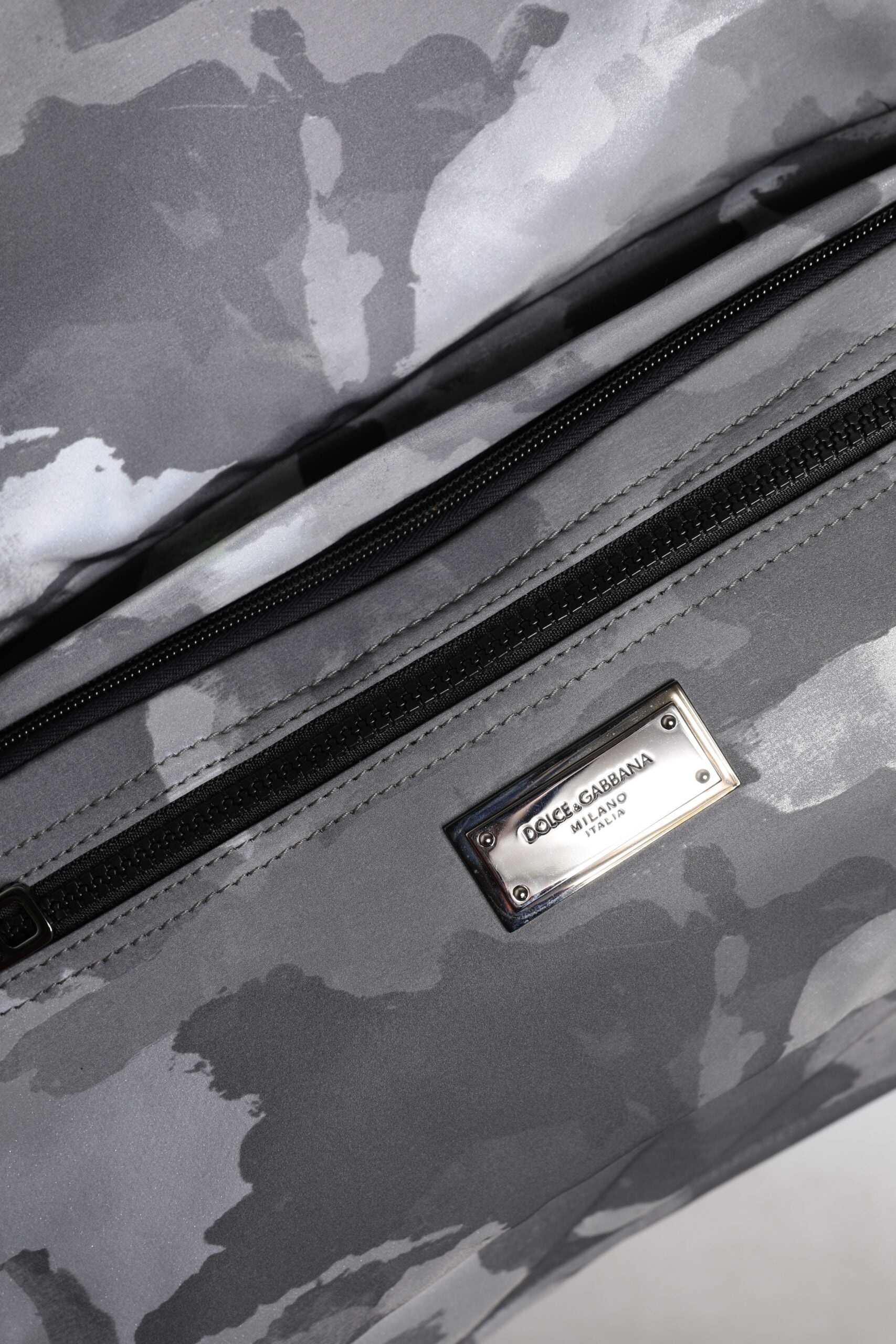 Dolce & Gabbana Gray Camo Cotton Multiple Compartments Tote Bag - ACCEXO