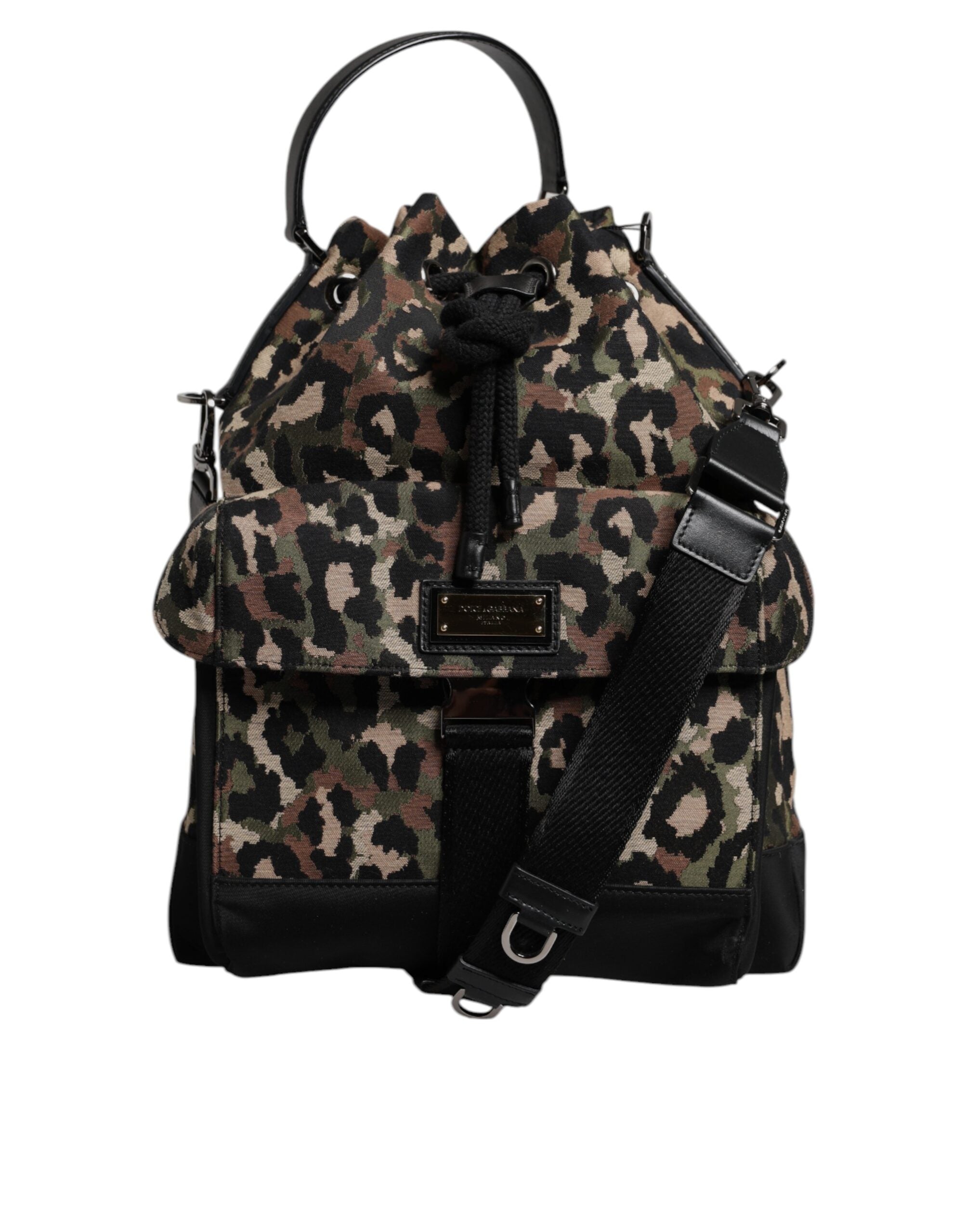 Dolce & Gabbana Multicolor Leopard Cotton Shoulder Bucket Bag - ACCEXO