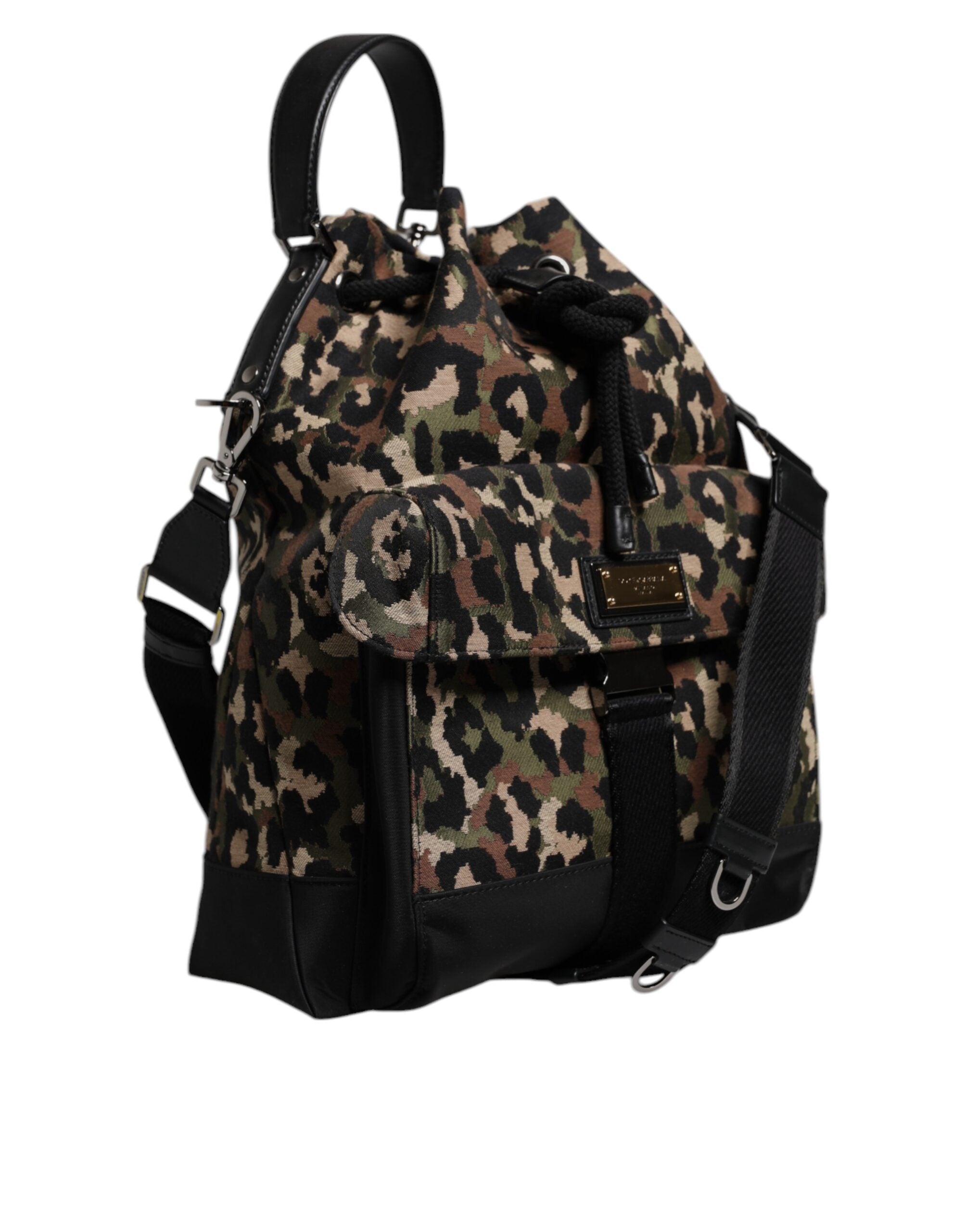 Dolce & Gabbana Multicolor Leopard Cotton Shoulder Bucket Bag - ACCEXO