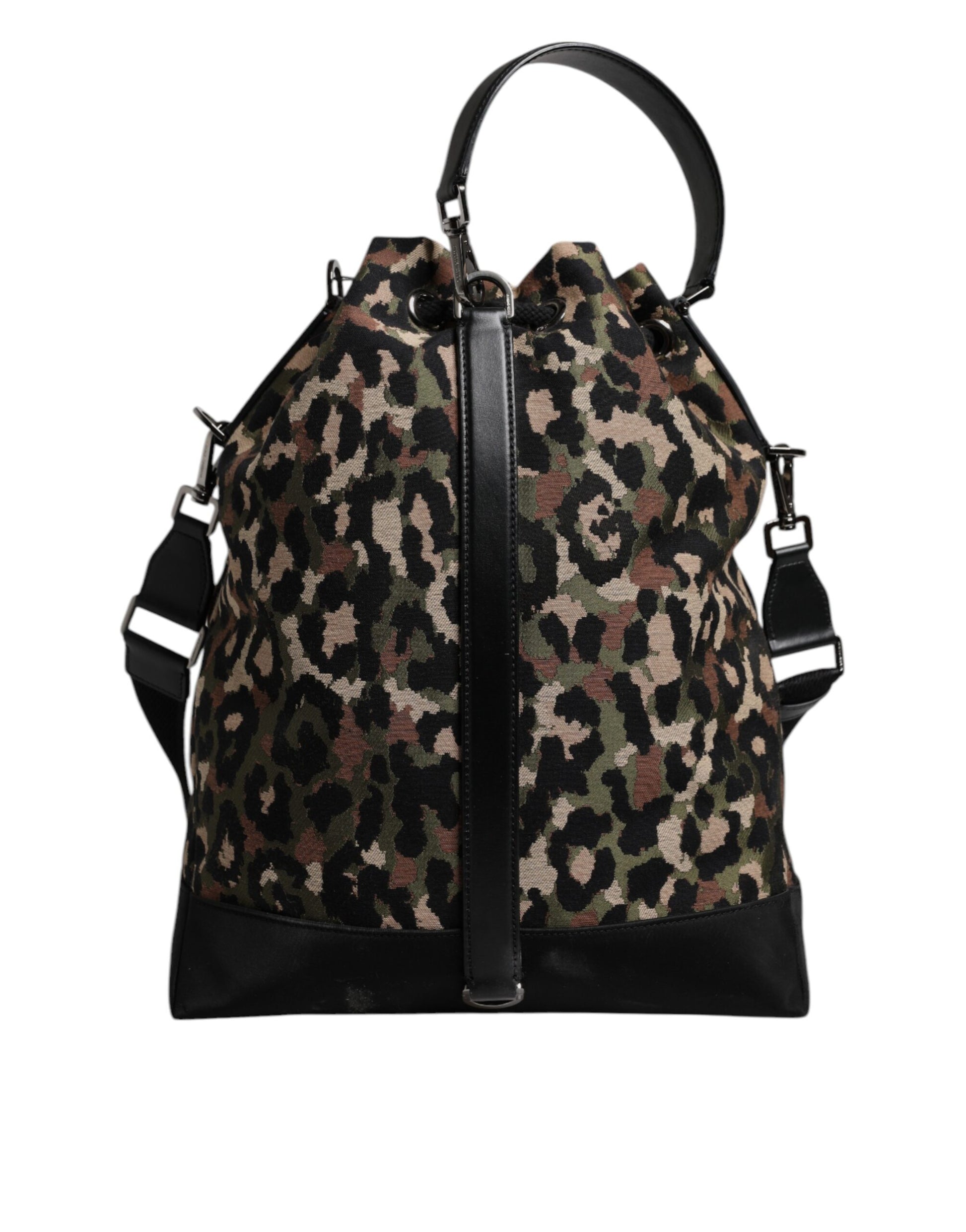 Dolce & Gabbana Multicolor Leopard Cotton Shoulder Bucket Bag - ACCEXO