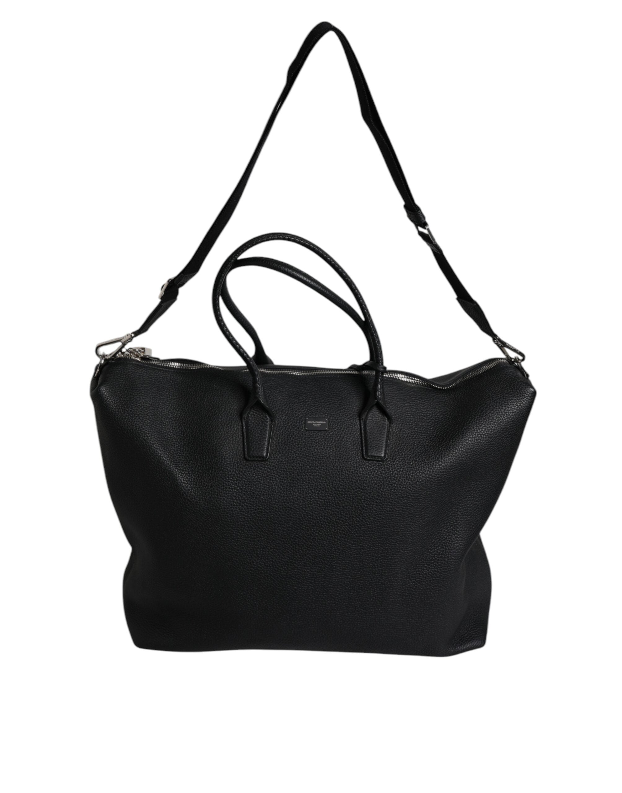 Dolce & Gabbana Black Calfskin Leather Hand Shoulder Duffle Bag - ACCEXO