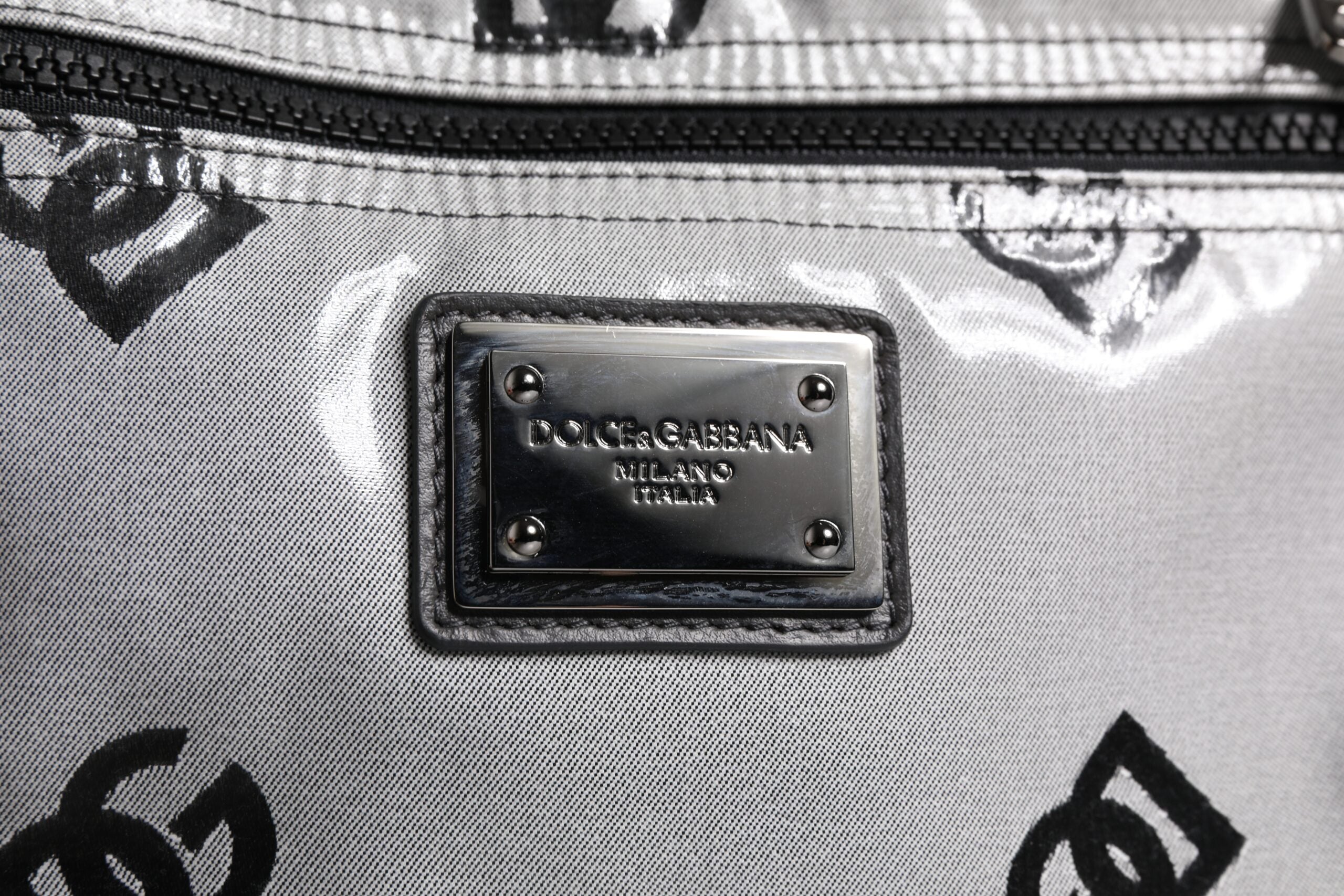 Dolce & Gabbana Polyester Gray Black DG Logo Plaque Backpack Bag - ACCEXO