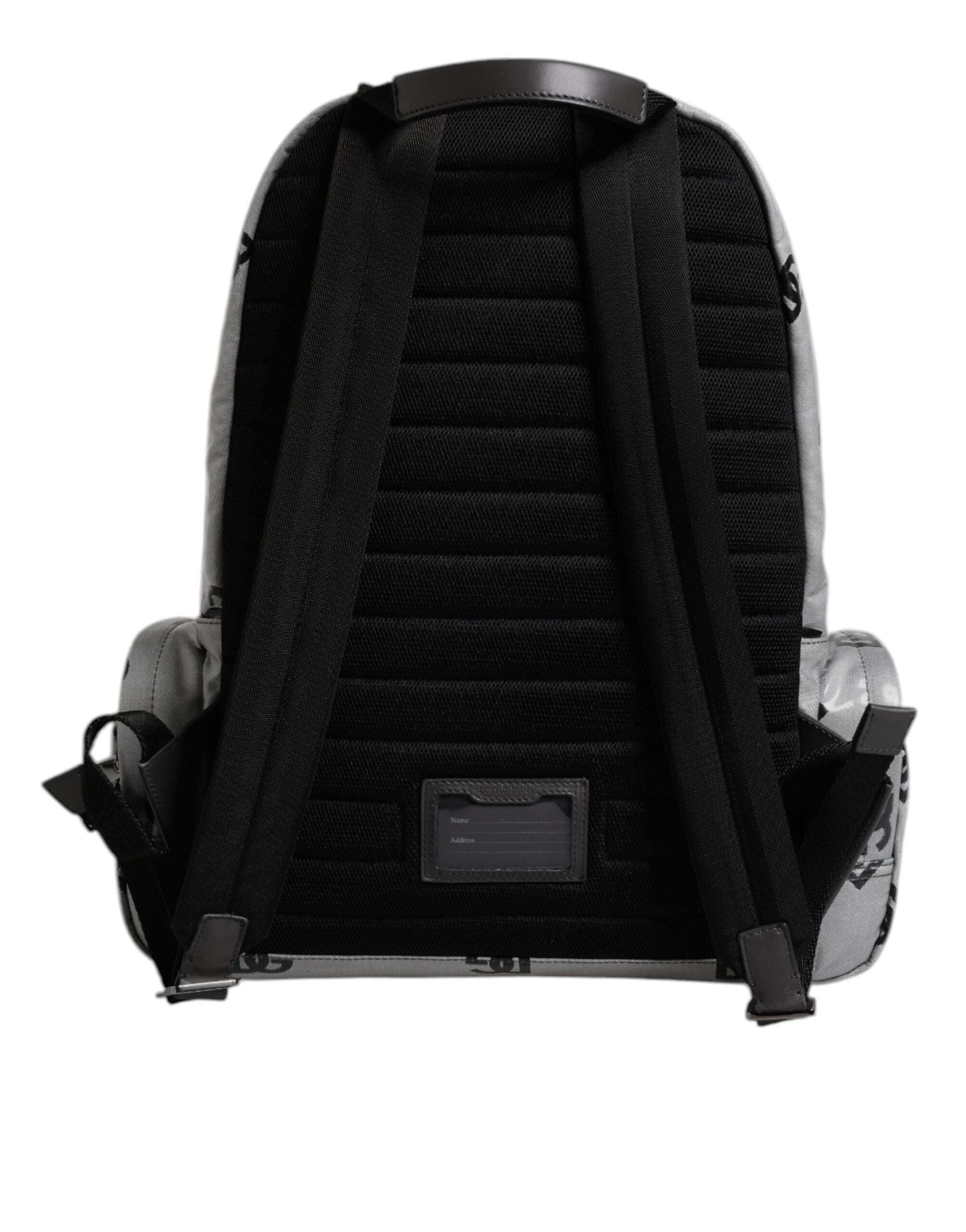 Dolce & Gabbana Polyester Gray Black DG Logo Plaque Backpack Bag - ACCEXO
