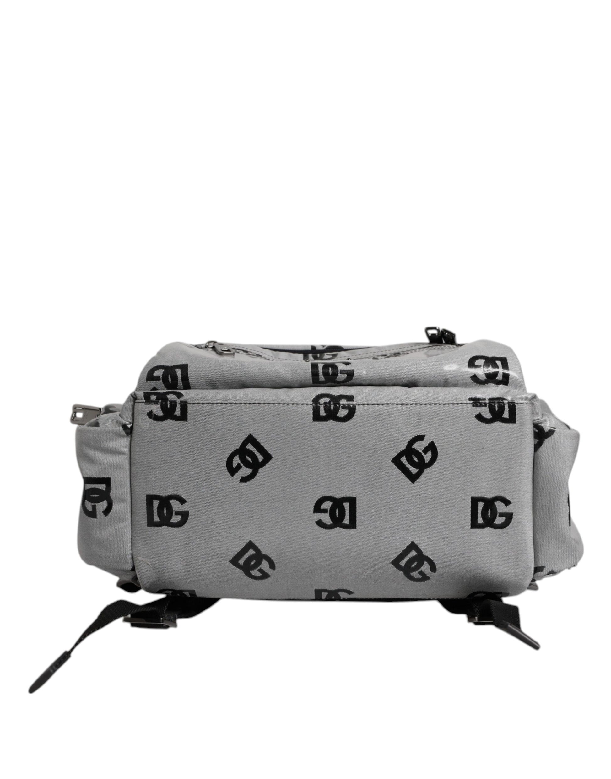 Dolce & Gabbana Polyester Gray Black DG Logo Plaque Backpack Bag - ACCEXO