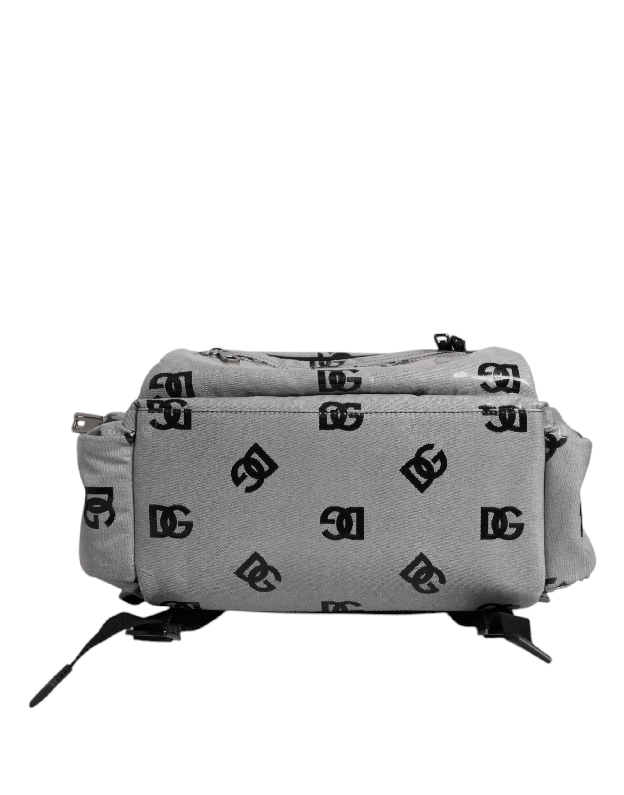 Dolce & Gabbana Polyester Gray Black DG Logo Plaque Backpack Bag - ACCEXO