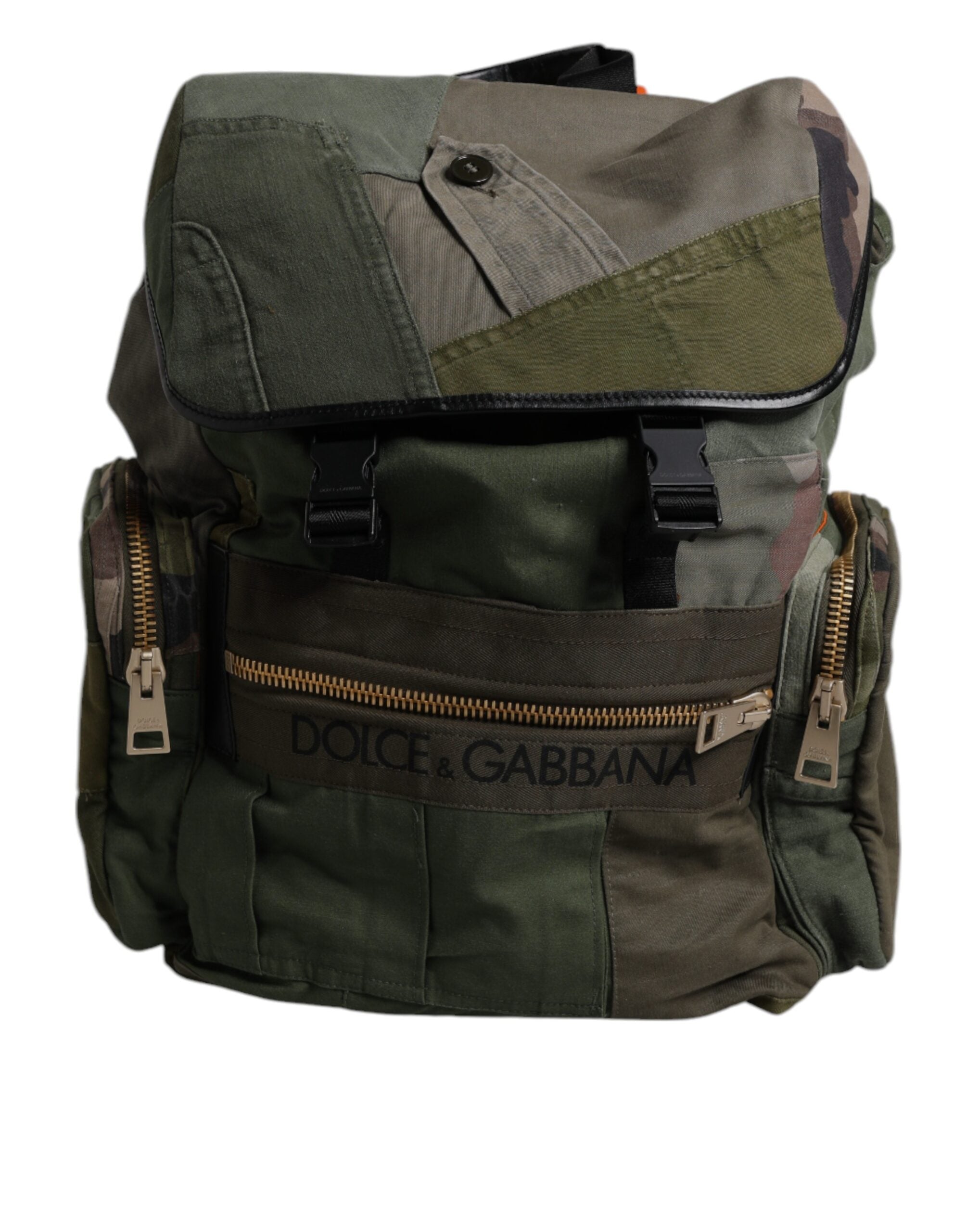 Dolce & Gabbana Military Green Patchwork Travel Backpack Bag - ACCEXO