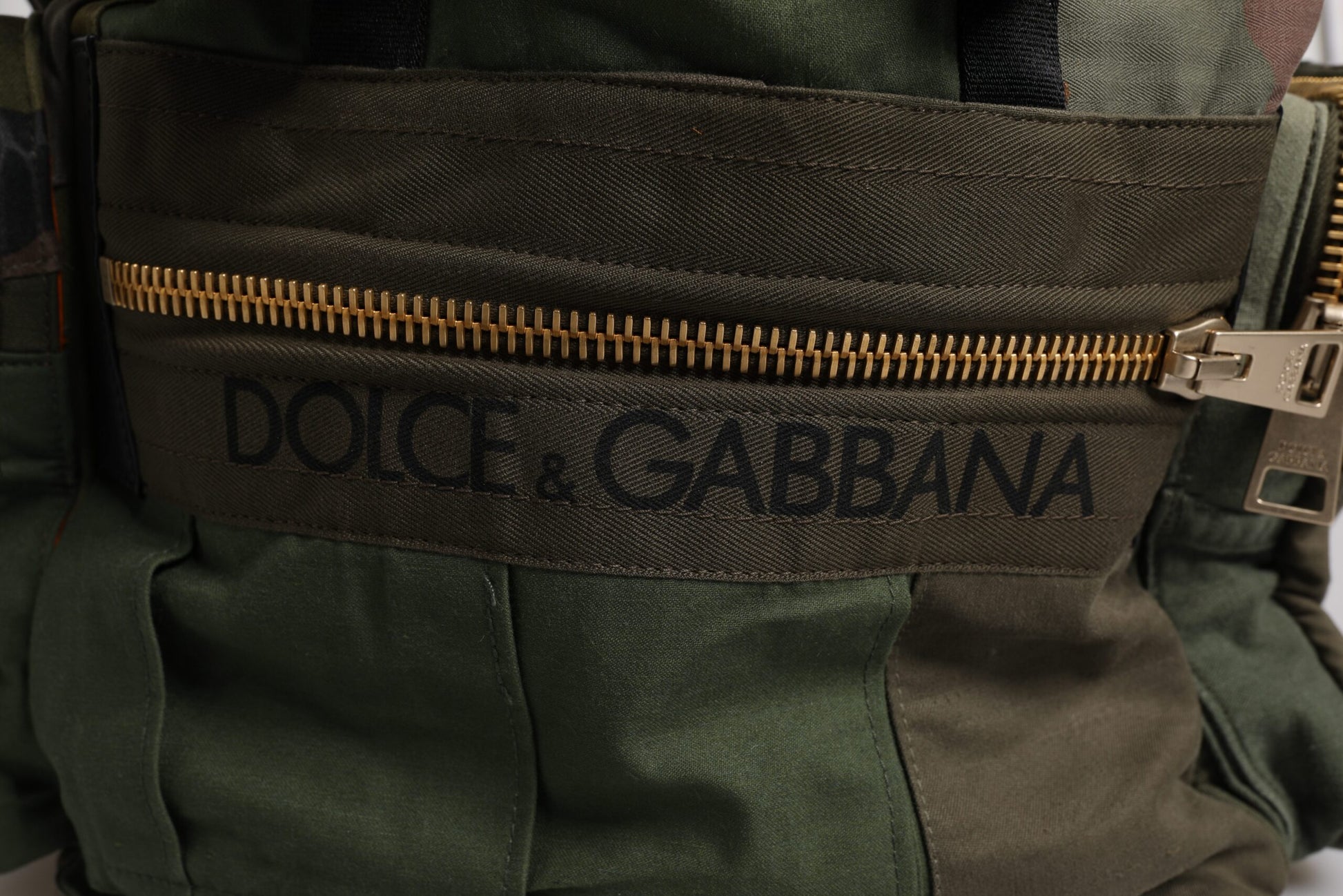 Dolce & Gabbana Military Green Patchwork Travel Backpack Bag - ACCEXO